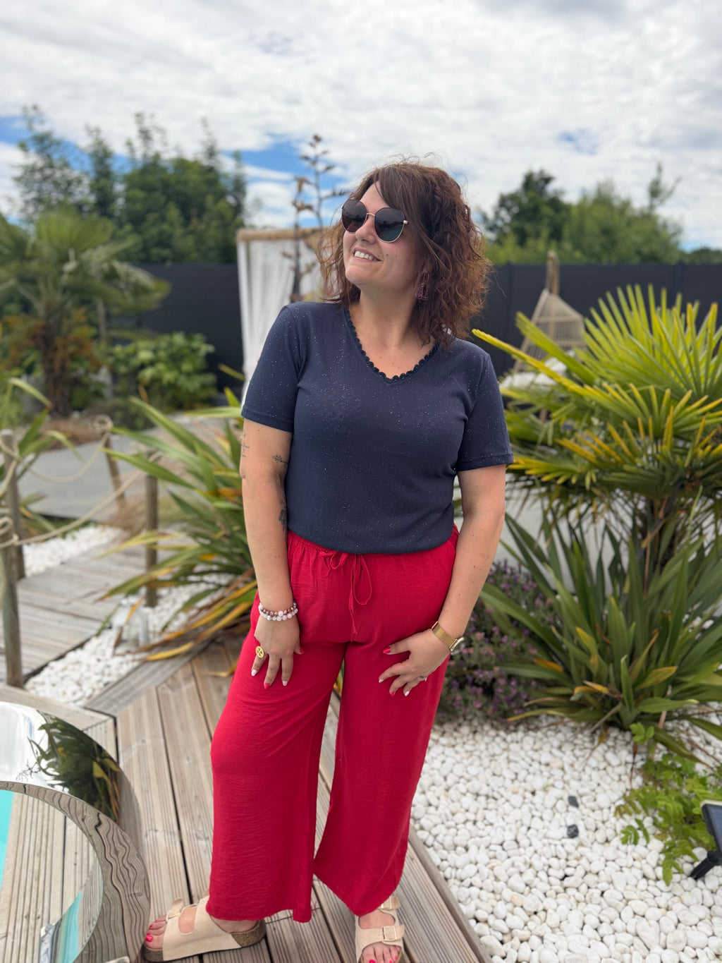 Pantalon fluide rouge