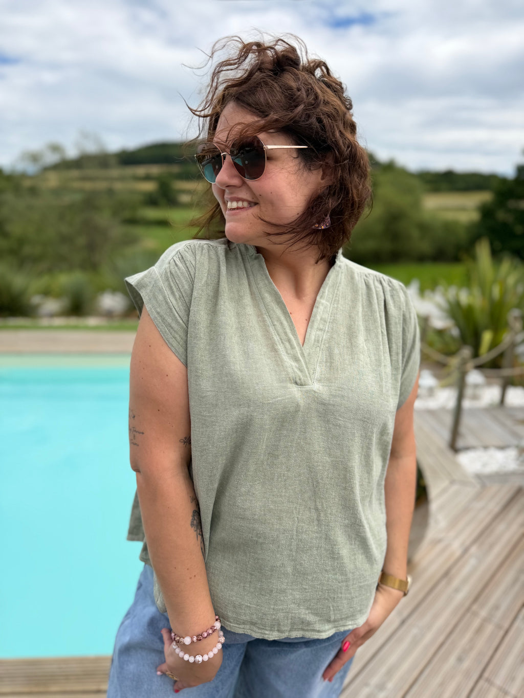 Blouse Éléa-Nore kaki
