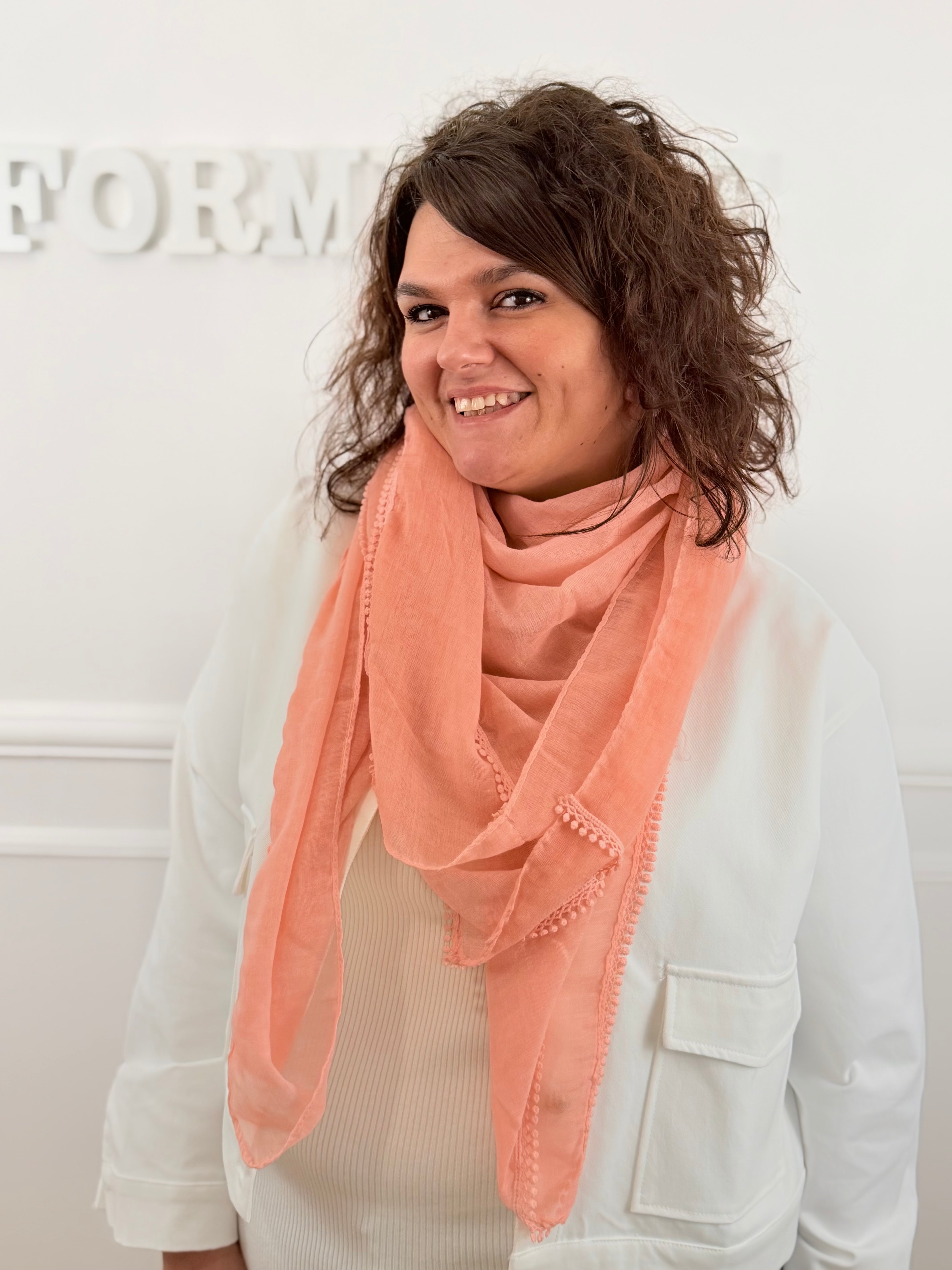 Le foulard Flavie corail doux