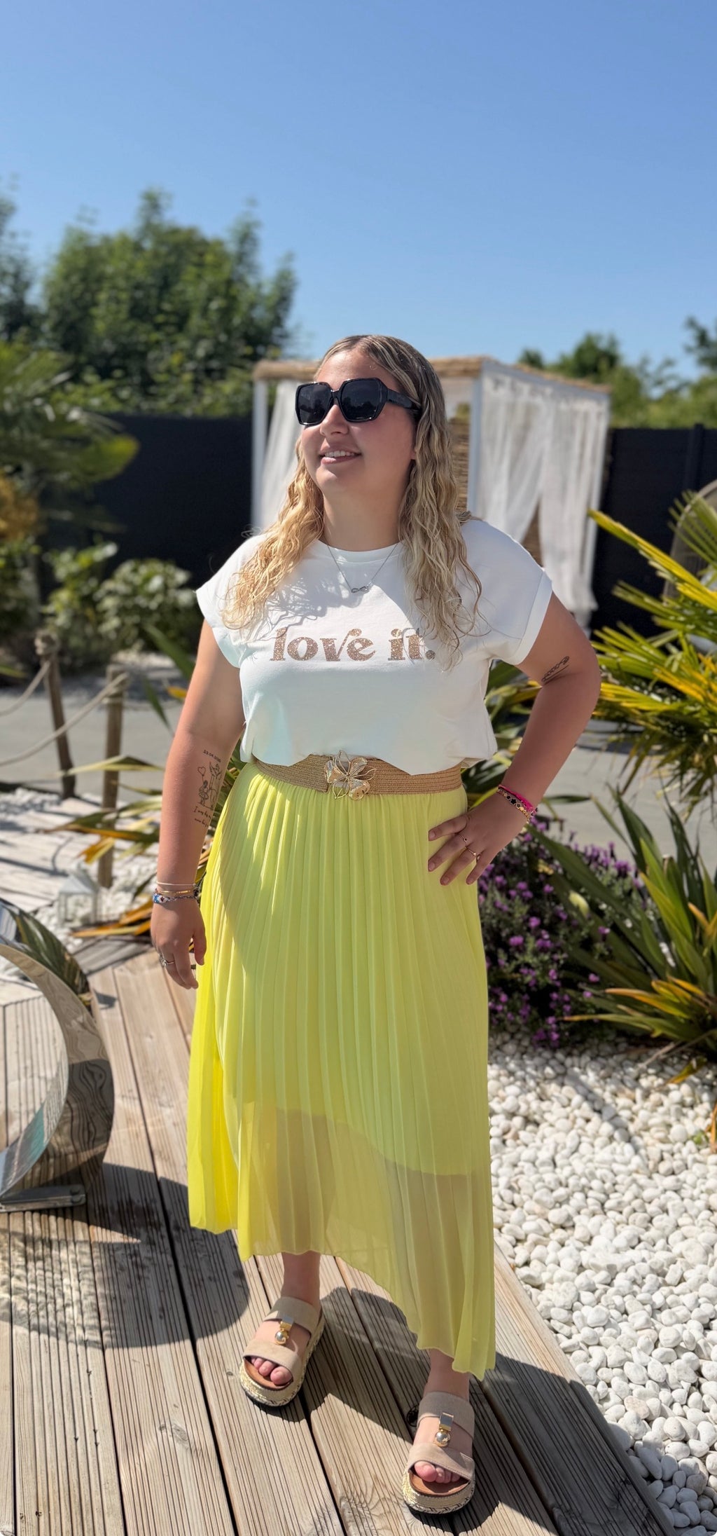 Jupe plissée Bella jaune