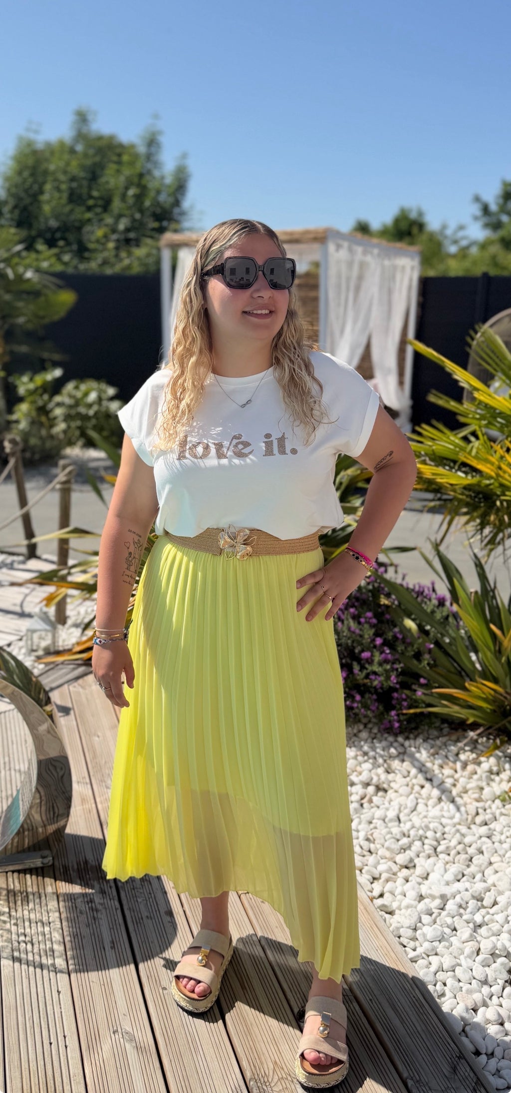 Jupe plissée Bella jaune