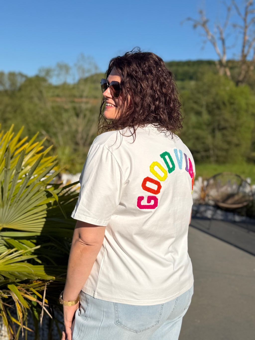 T-shirt good vibes blanc
