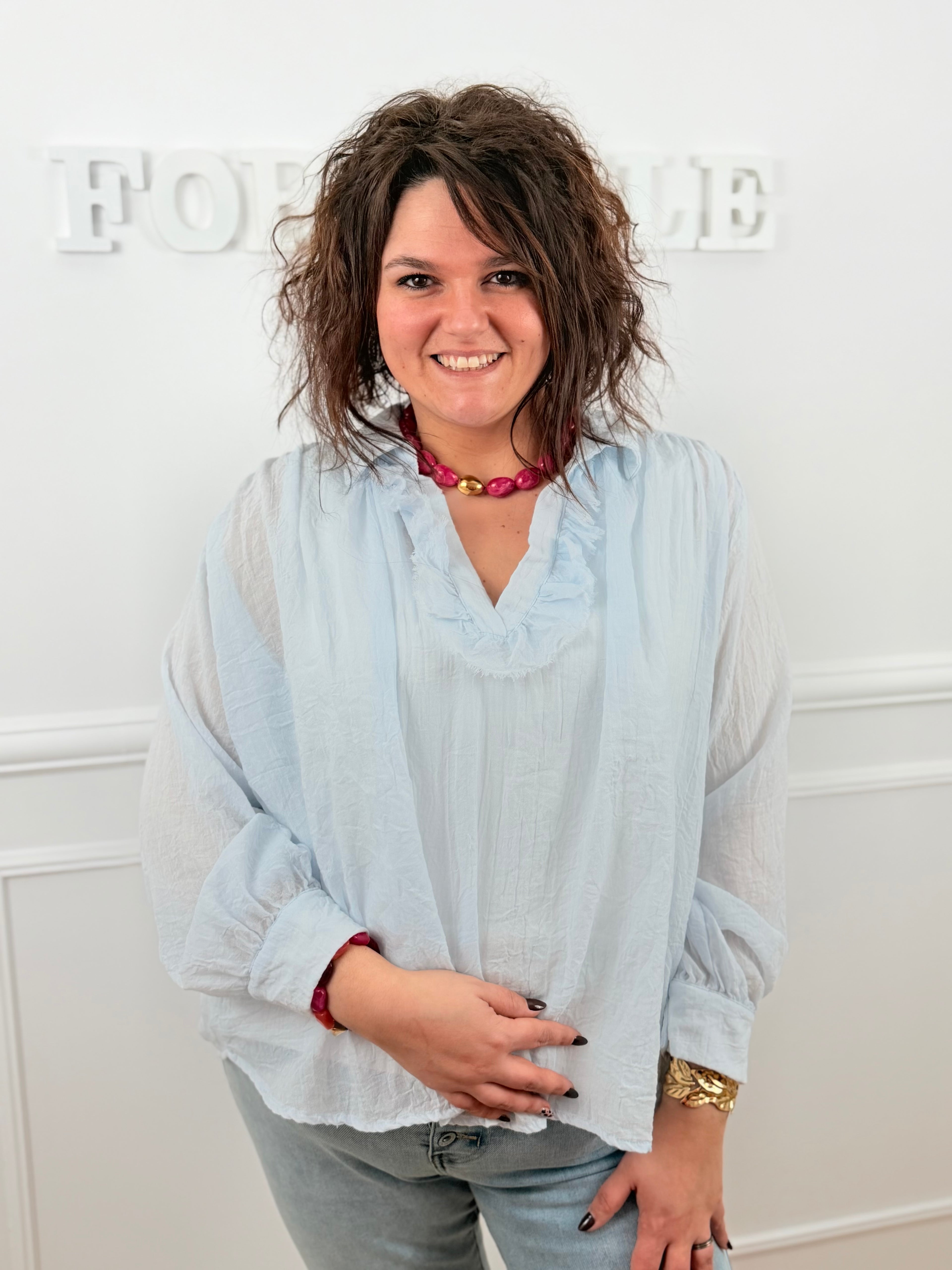 Blouse fluide Loana bleu pastel