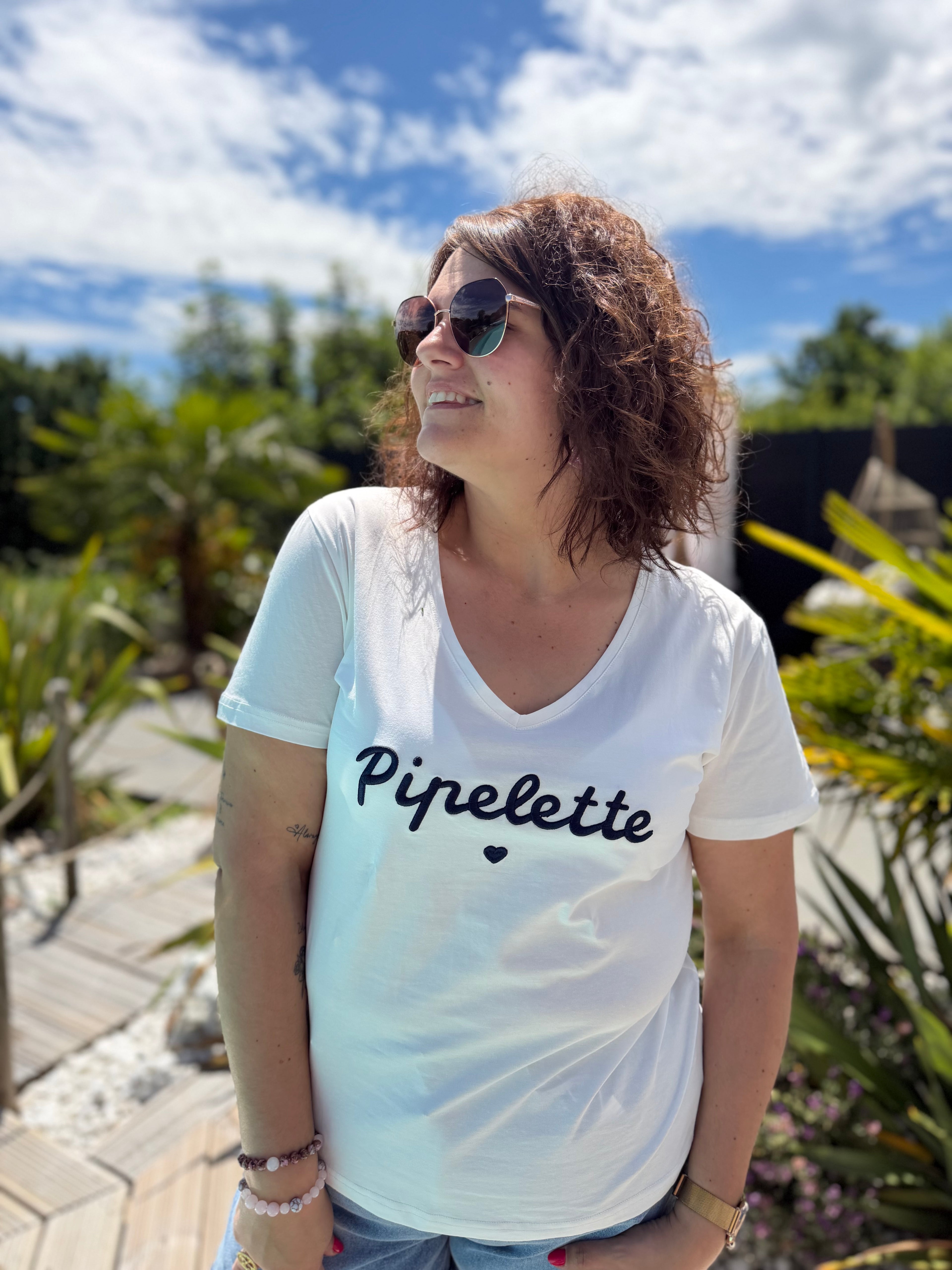 T-shirt pipelette bleu marine