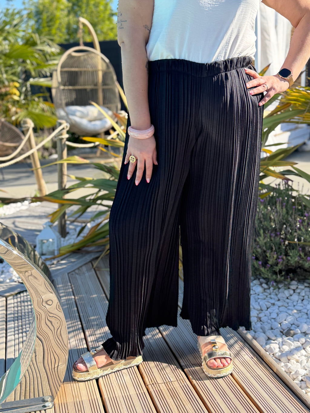 Pantalon plissé noir