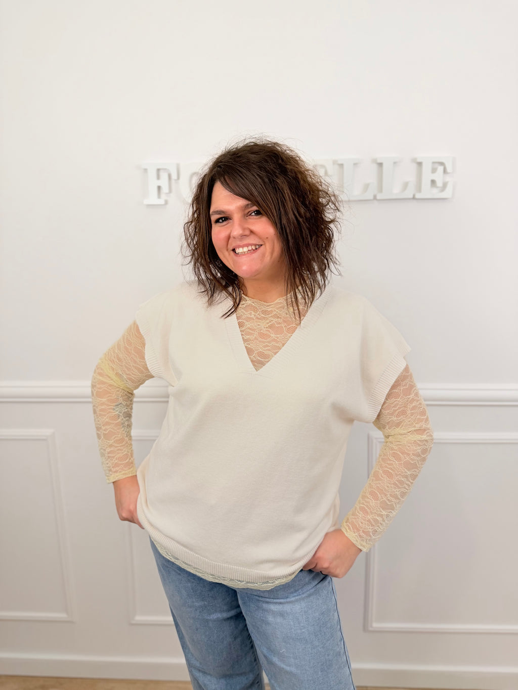 Pull sans manches Lola blanc