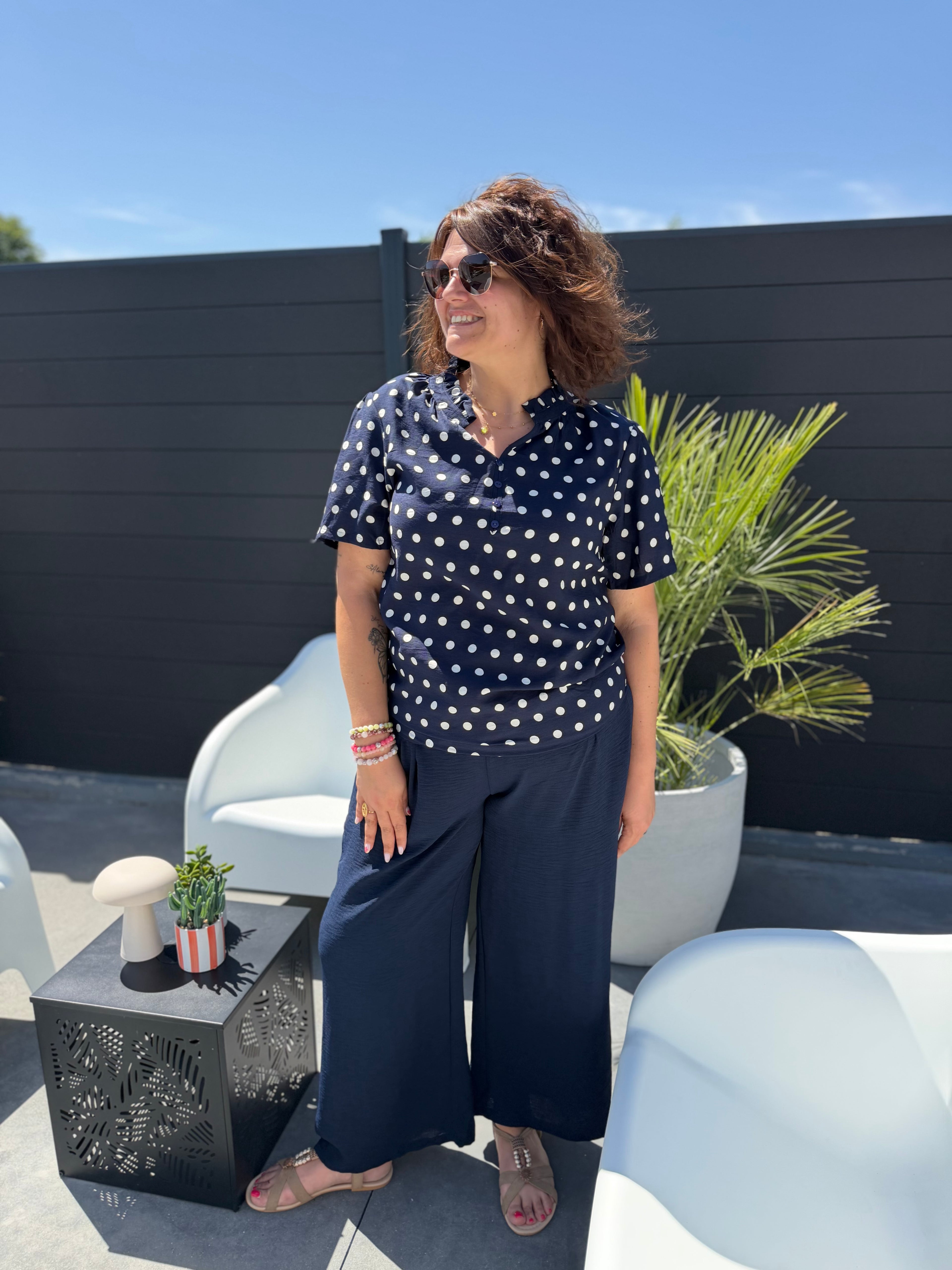 Pantalon fluide Marina bleu marine