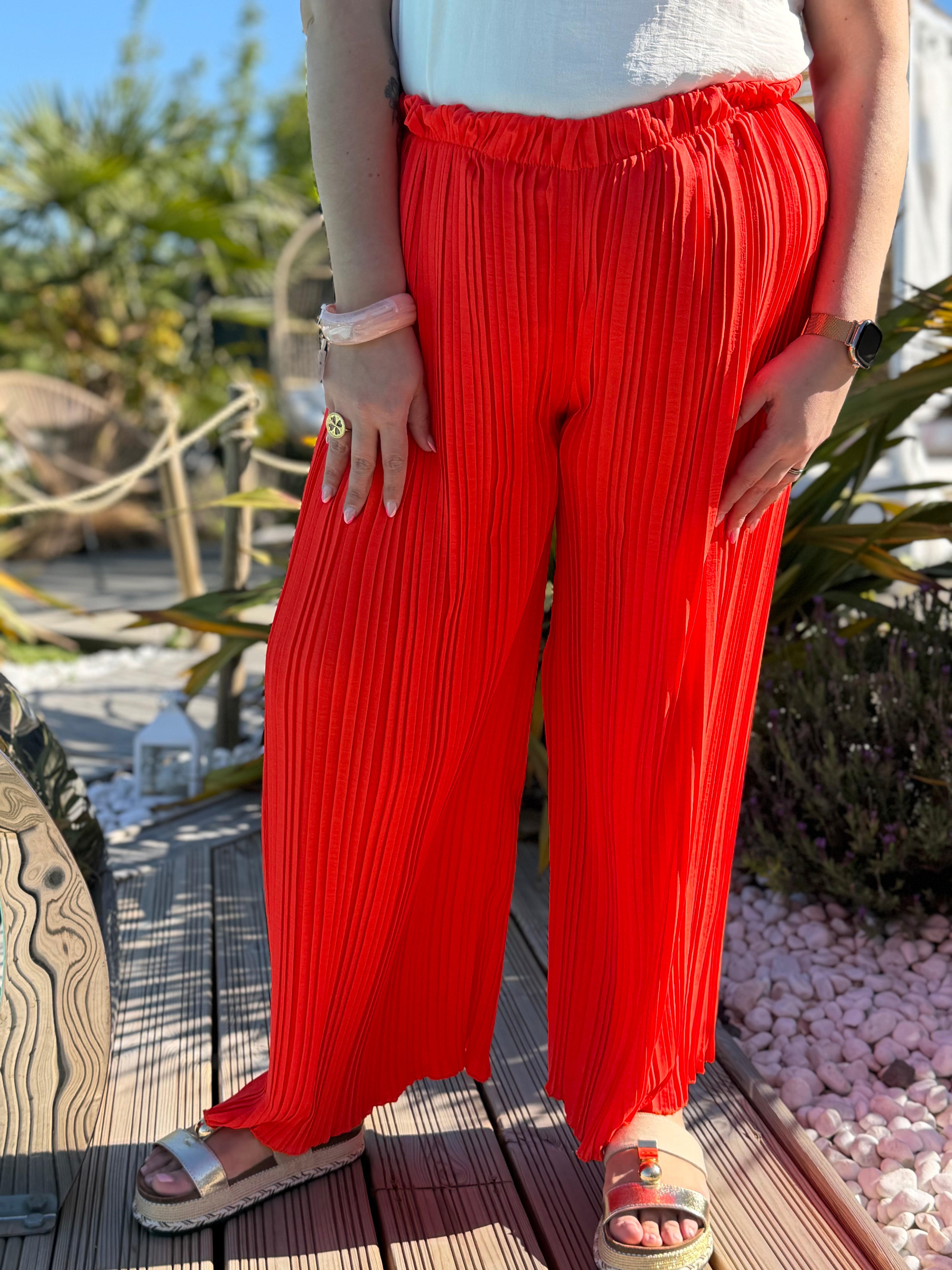 Pantalon plissé orange