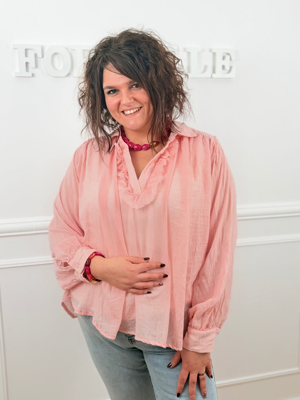 Blouse fluide Loana rose poudré