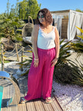 Pantalon plissé fushia