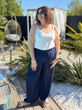 Pantalon plissé bleu marine