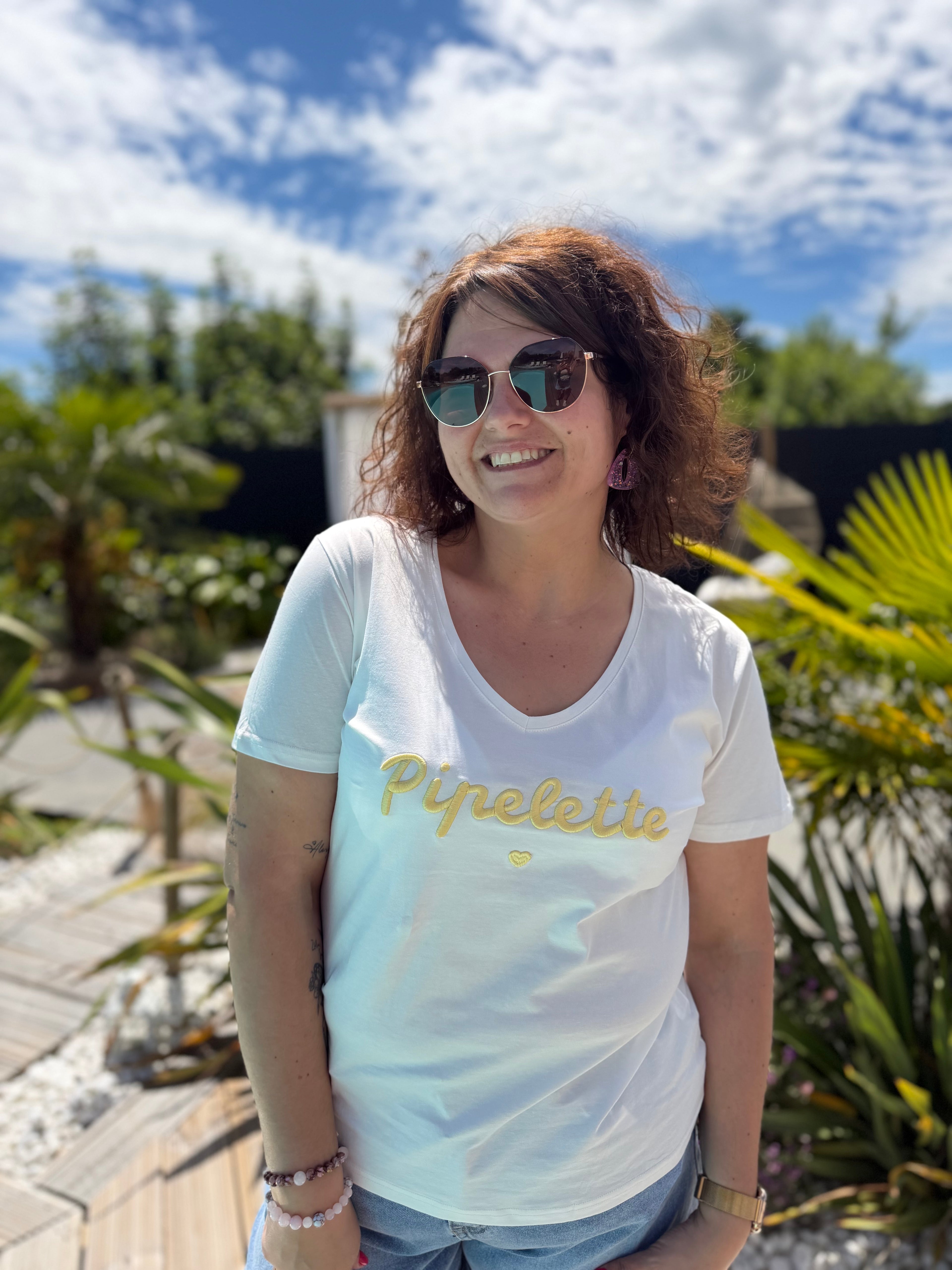 T-shirt pipelette jaune
