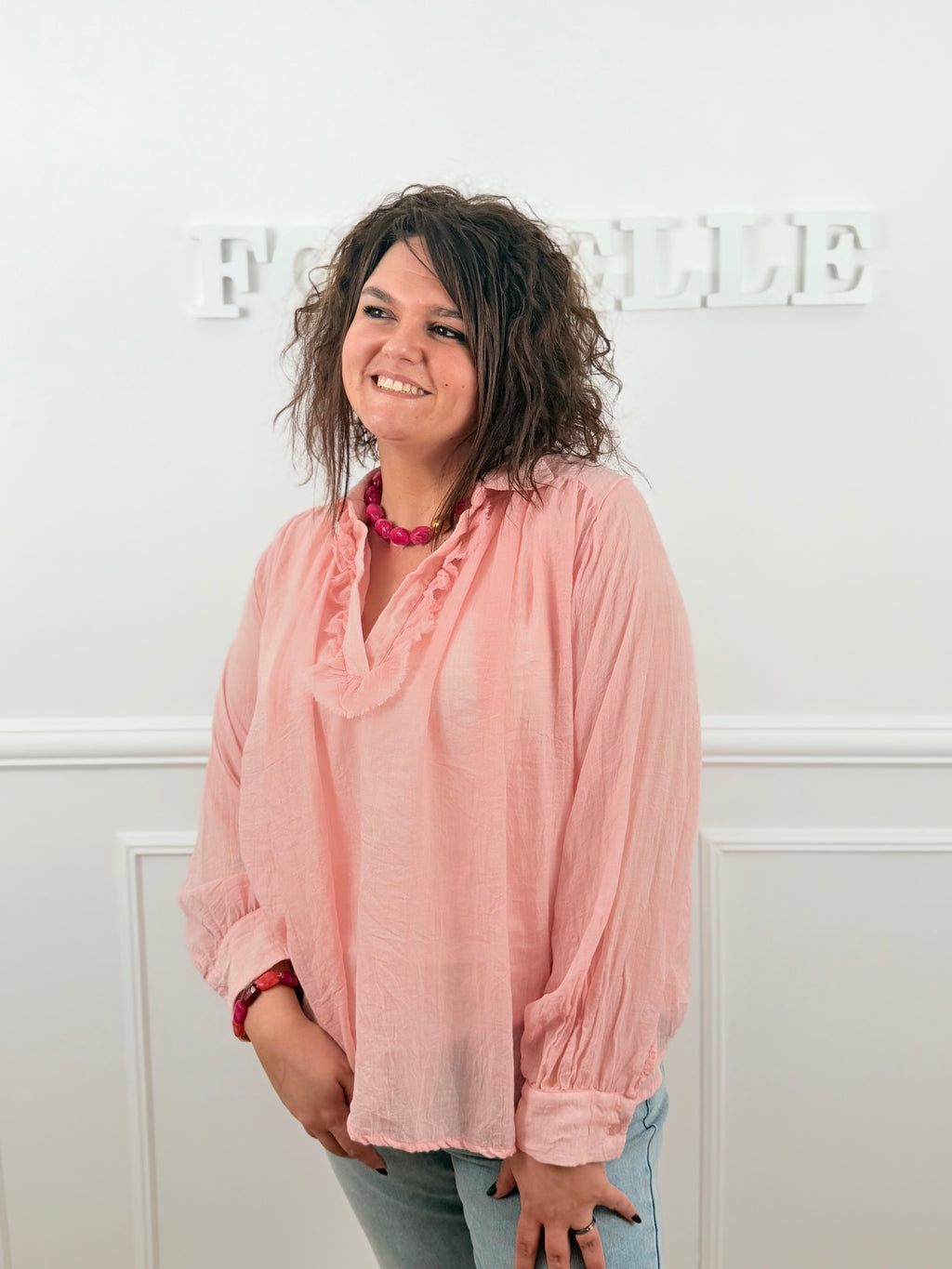 Blouse fluide Loana rose poudré