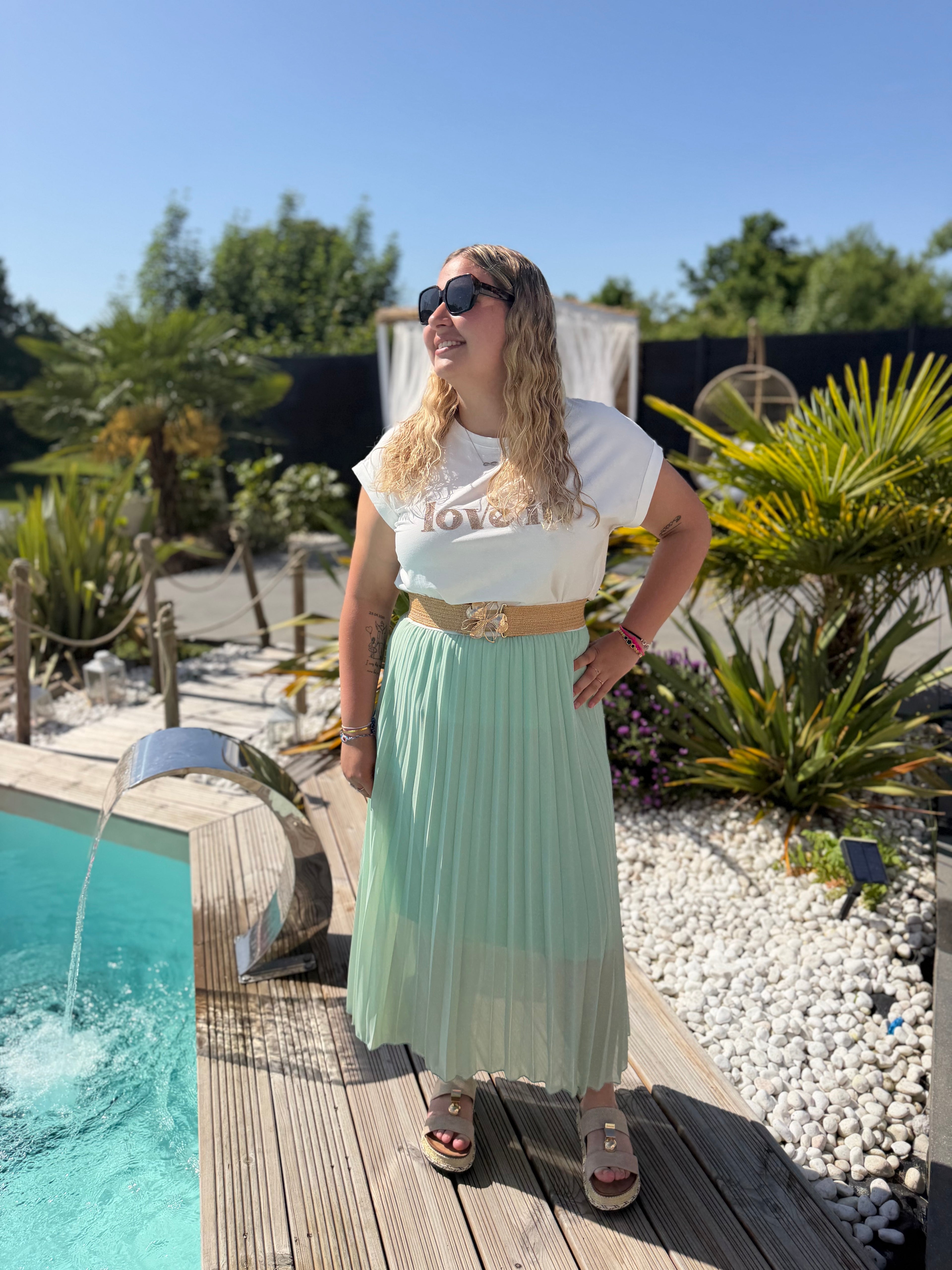 Jupe plissée Bella turquoise