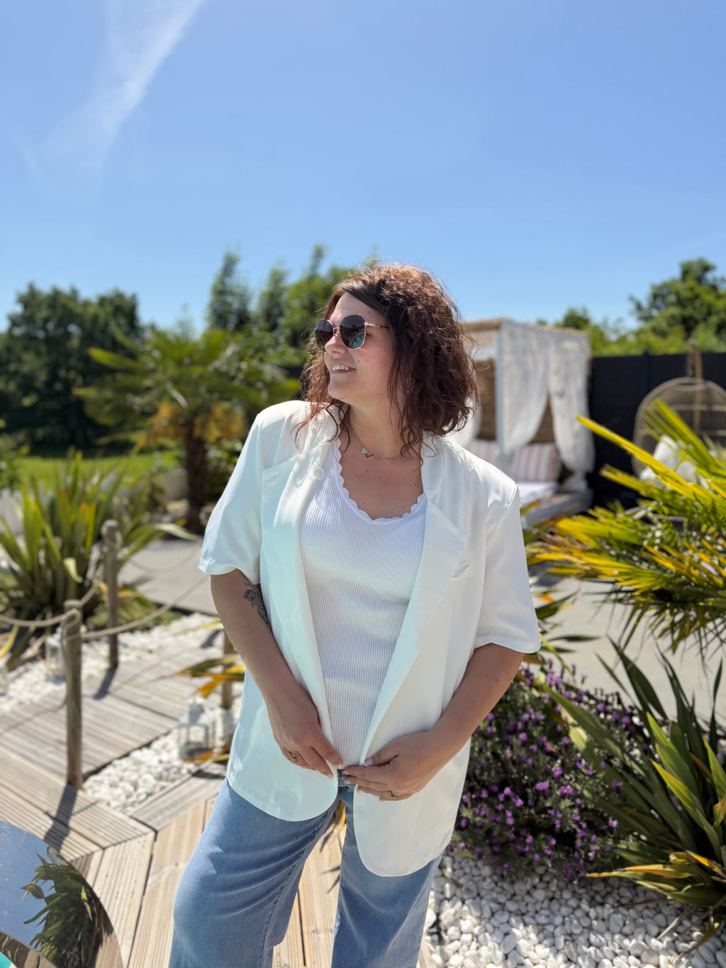 Blazer manches courtes Marilou blanc