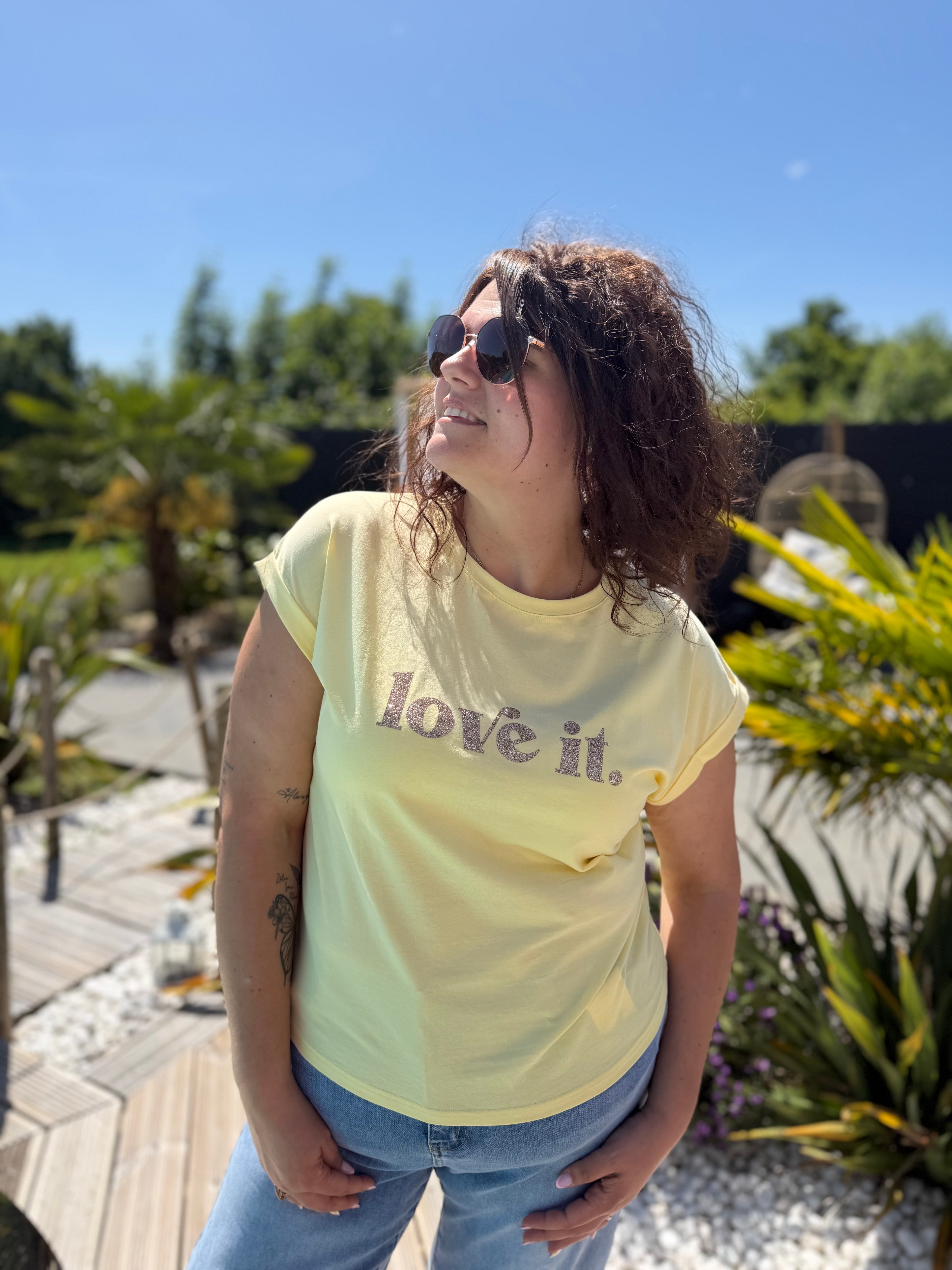 T-shirt Love it jaune
