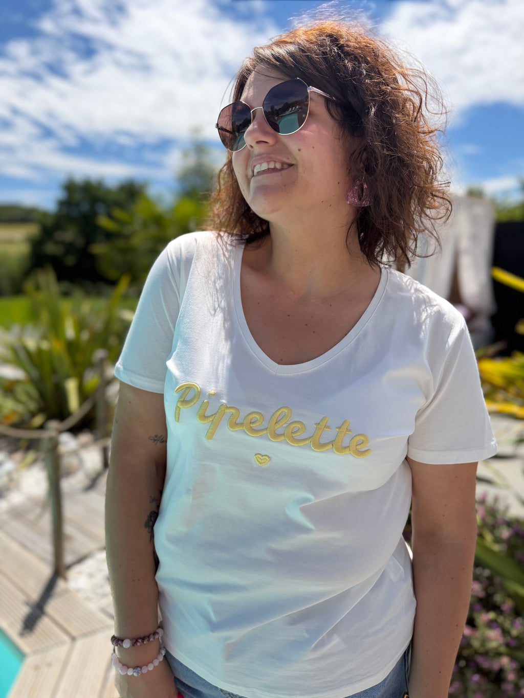 T-shirt pipelette jaune