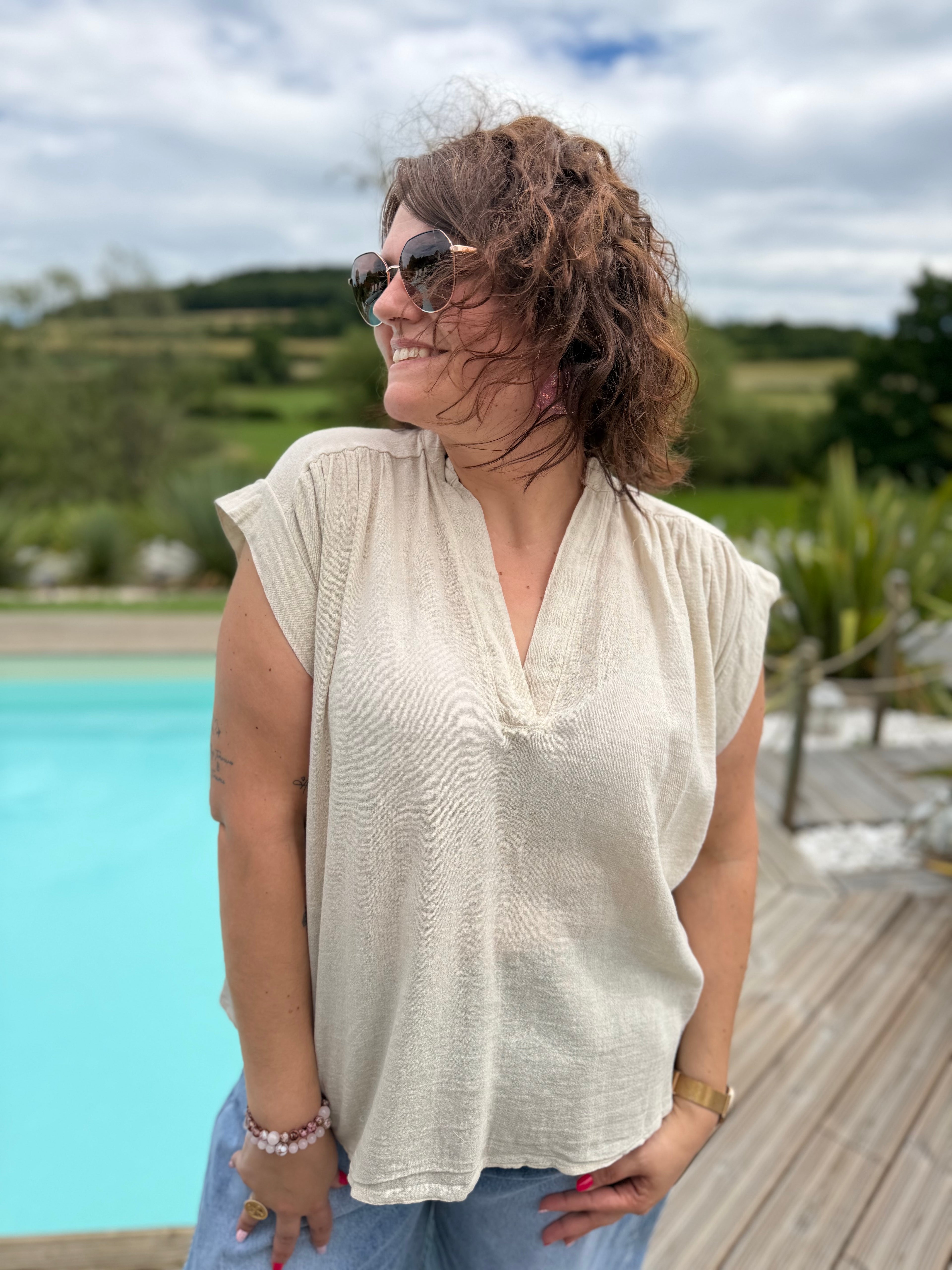 Blouse Éléa-Nore beige