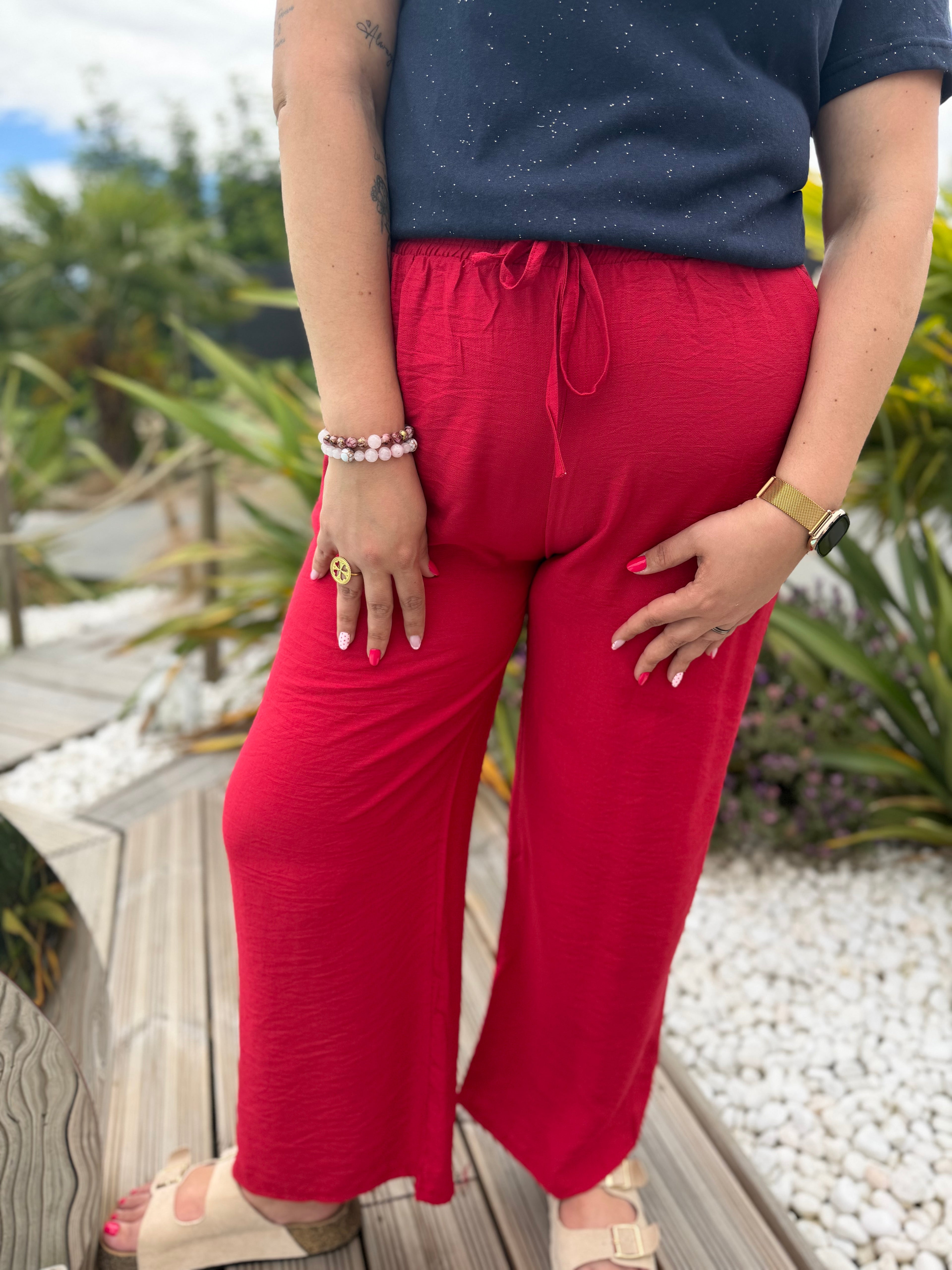 Pantalon fluide rouge