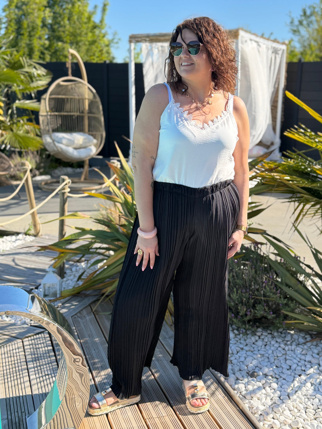 Pantalon plissé noir