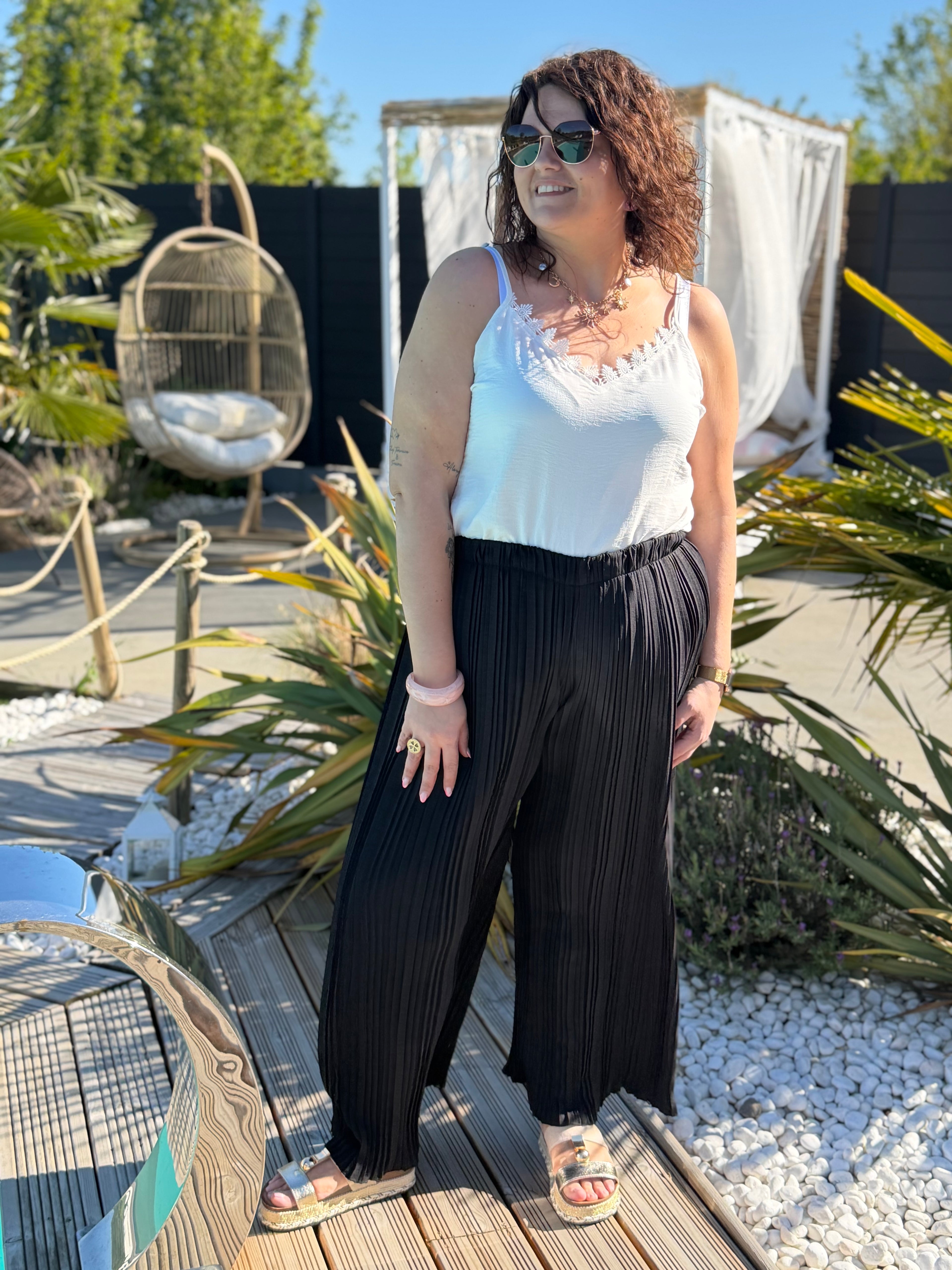 Pantalon plissé noir