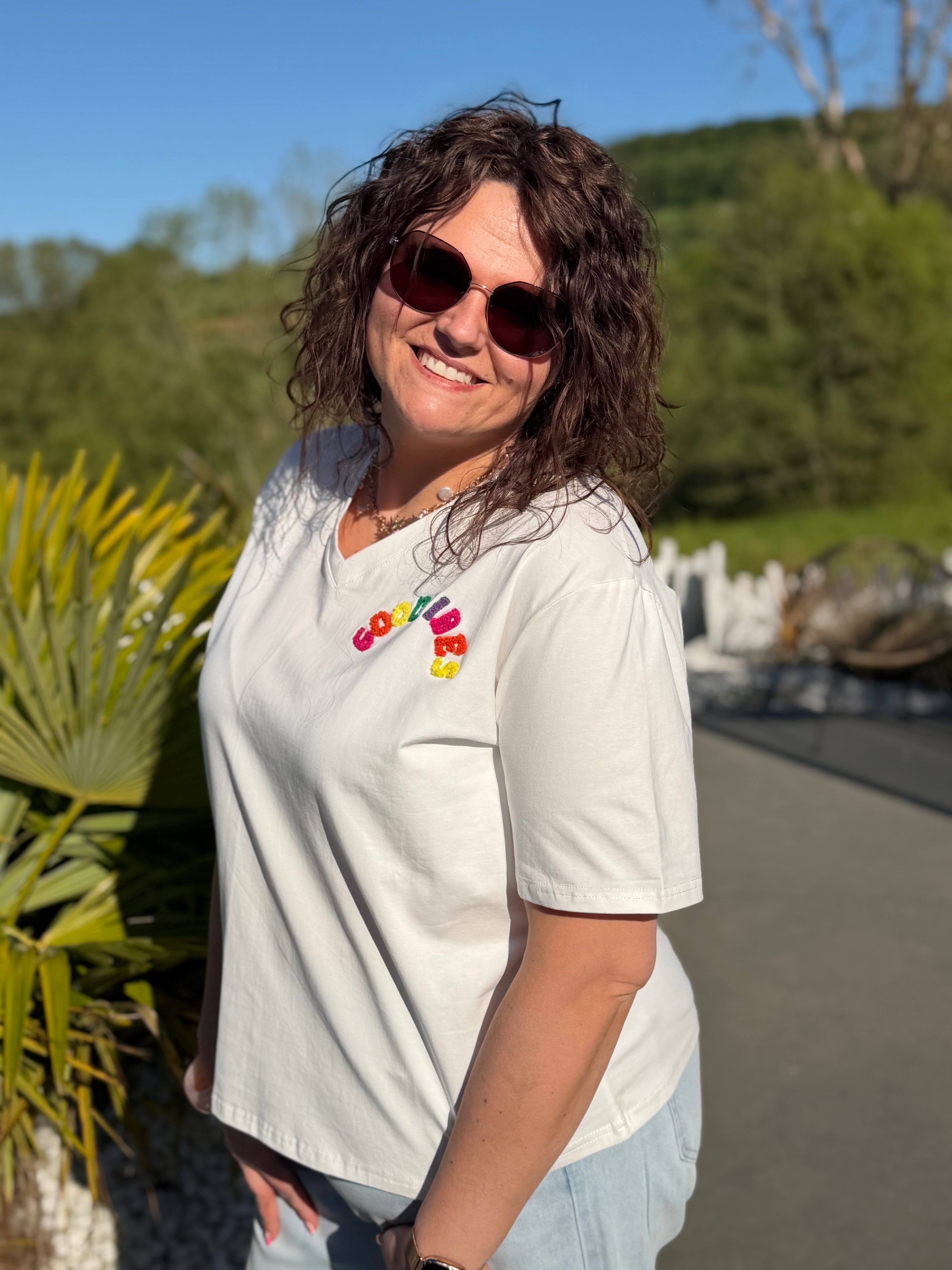 T-shirt good vibes blanc