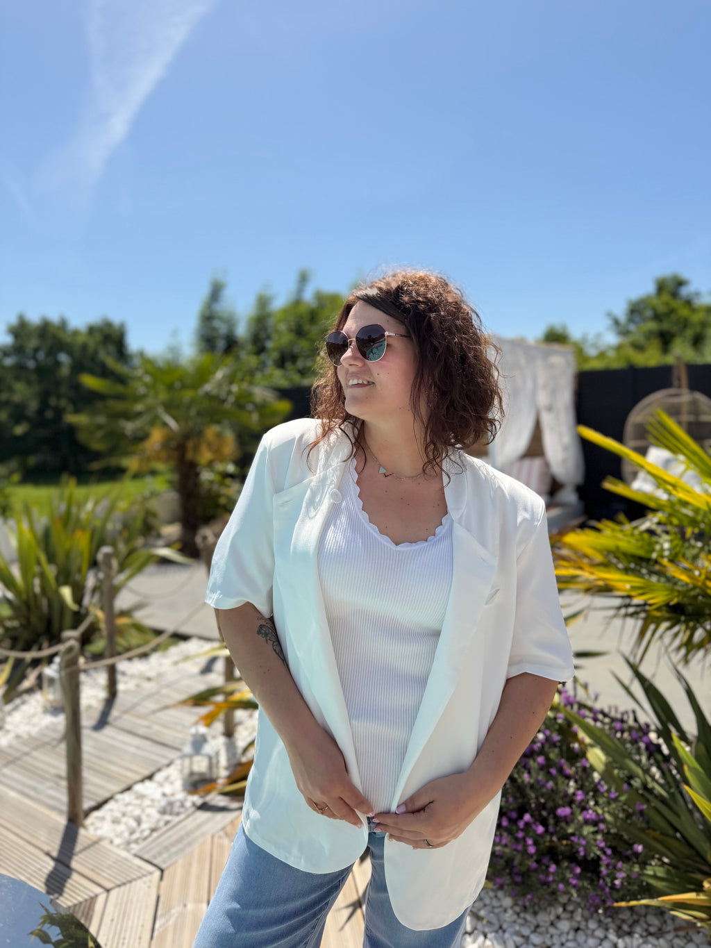 Blazer manches courtes Marilou blanc