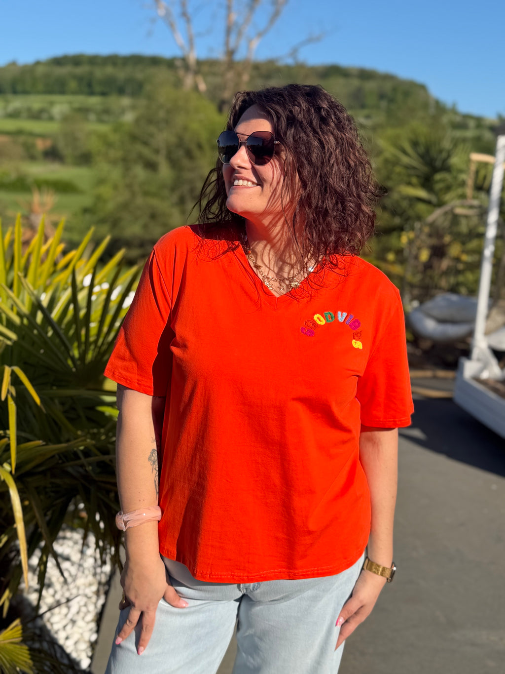 T-shirt good vibes orange