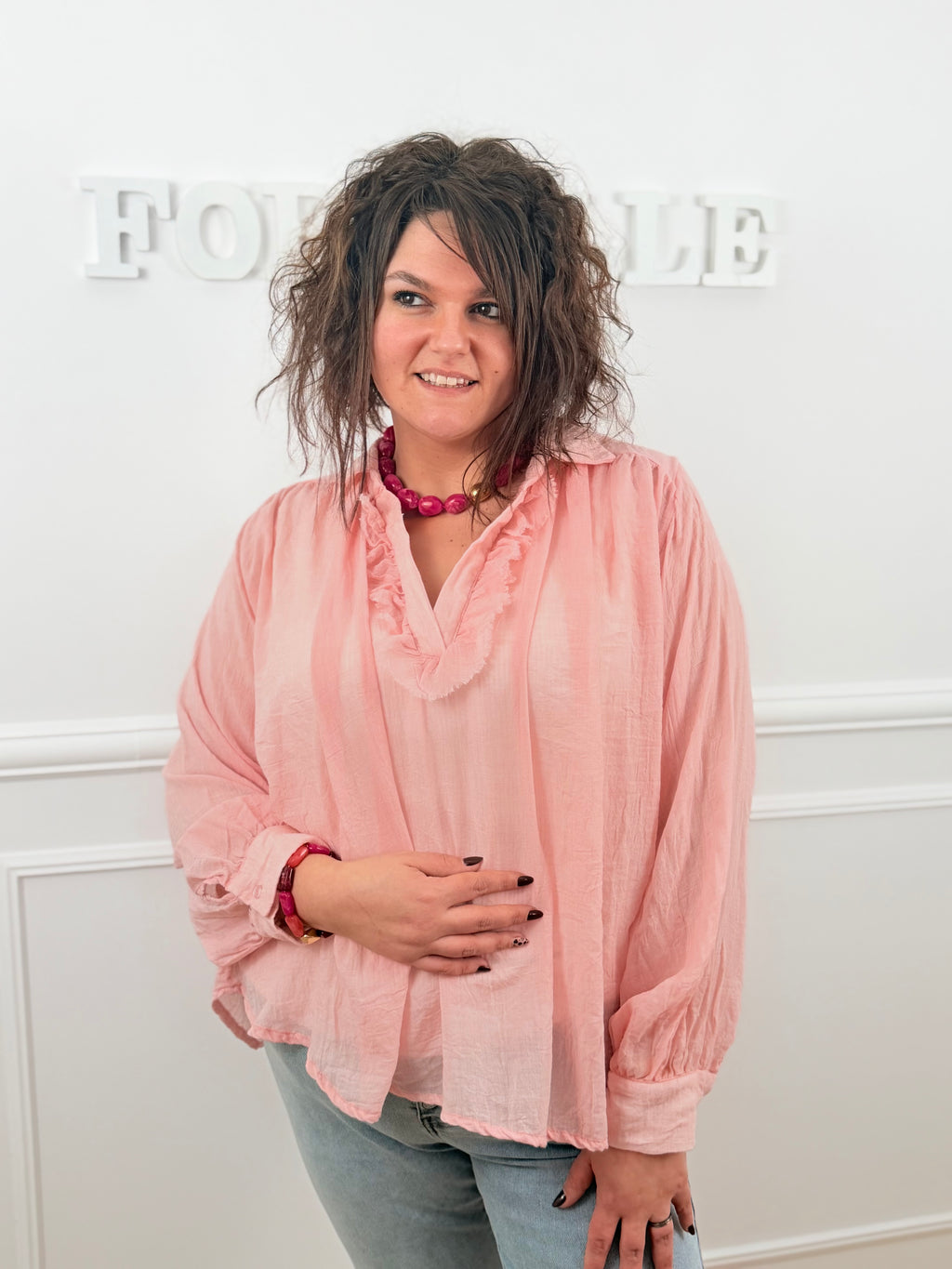 Blouse fluide Loana rose poudré