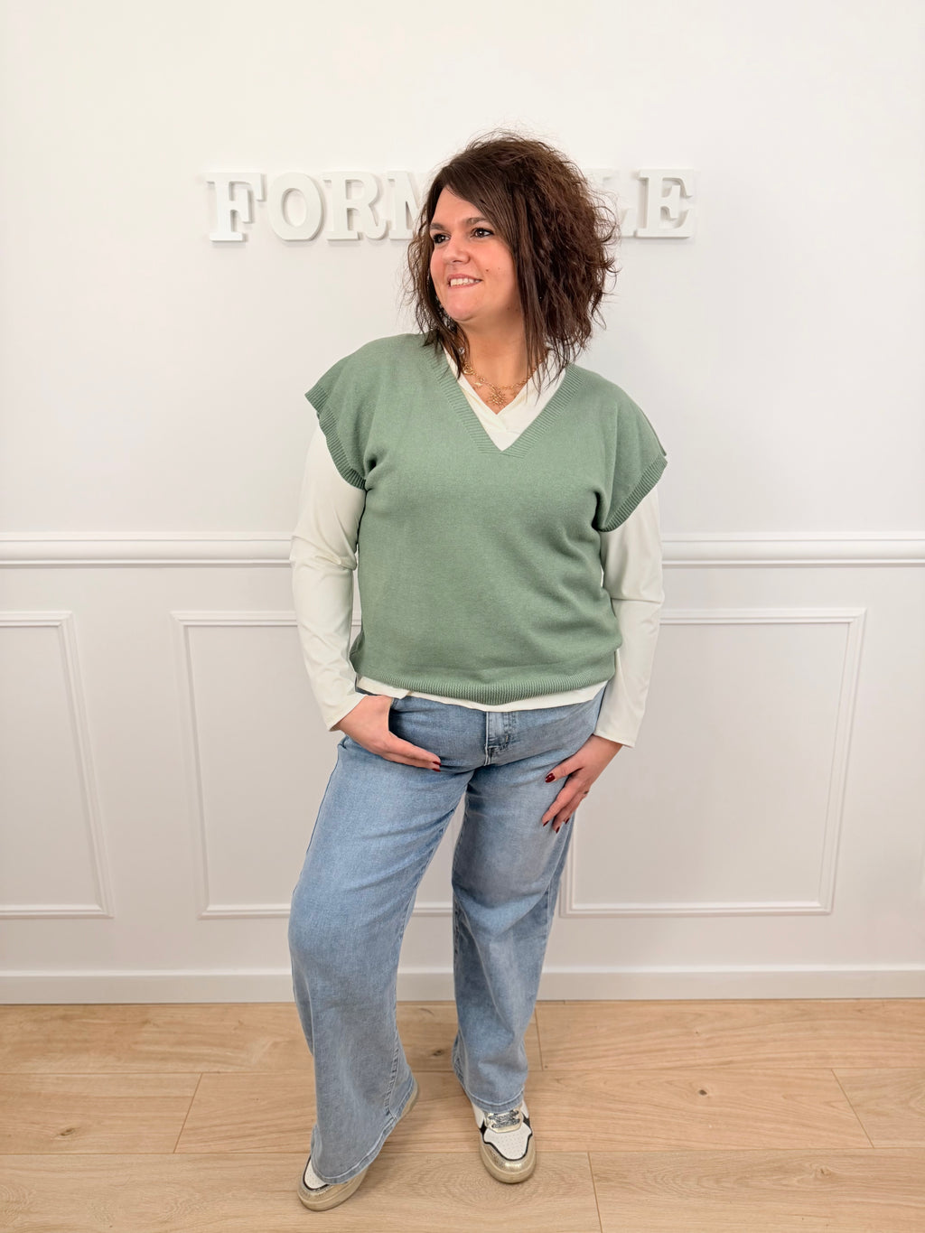 Pull sans manches Lola kaki