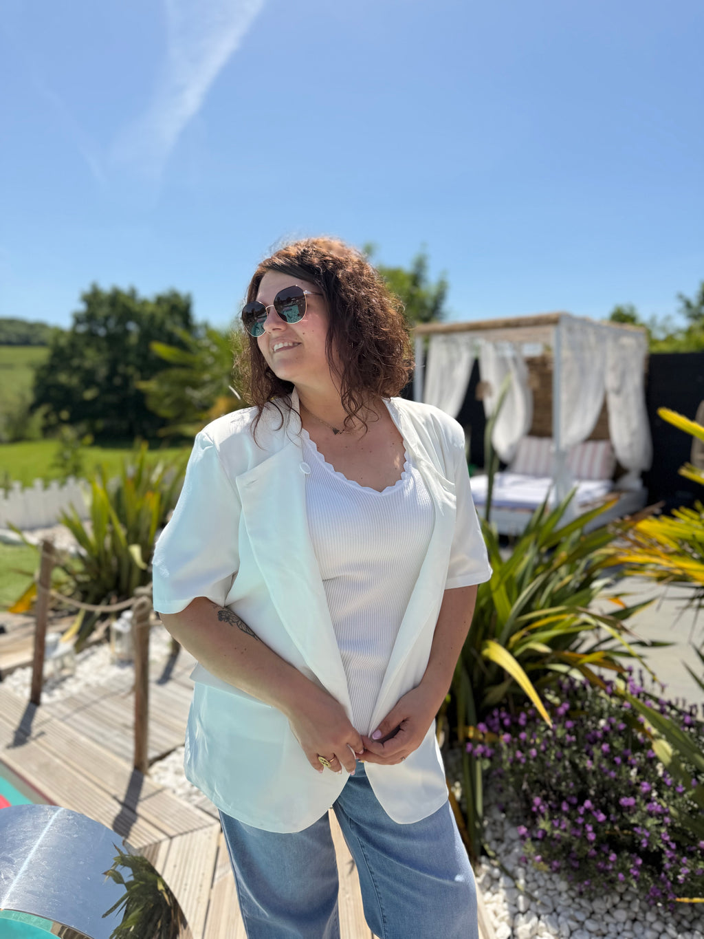 Blazer manches courtes Marilou blanc
