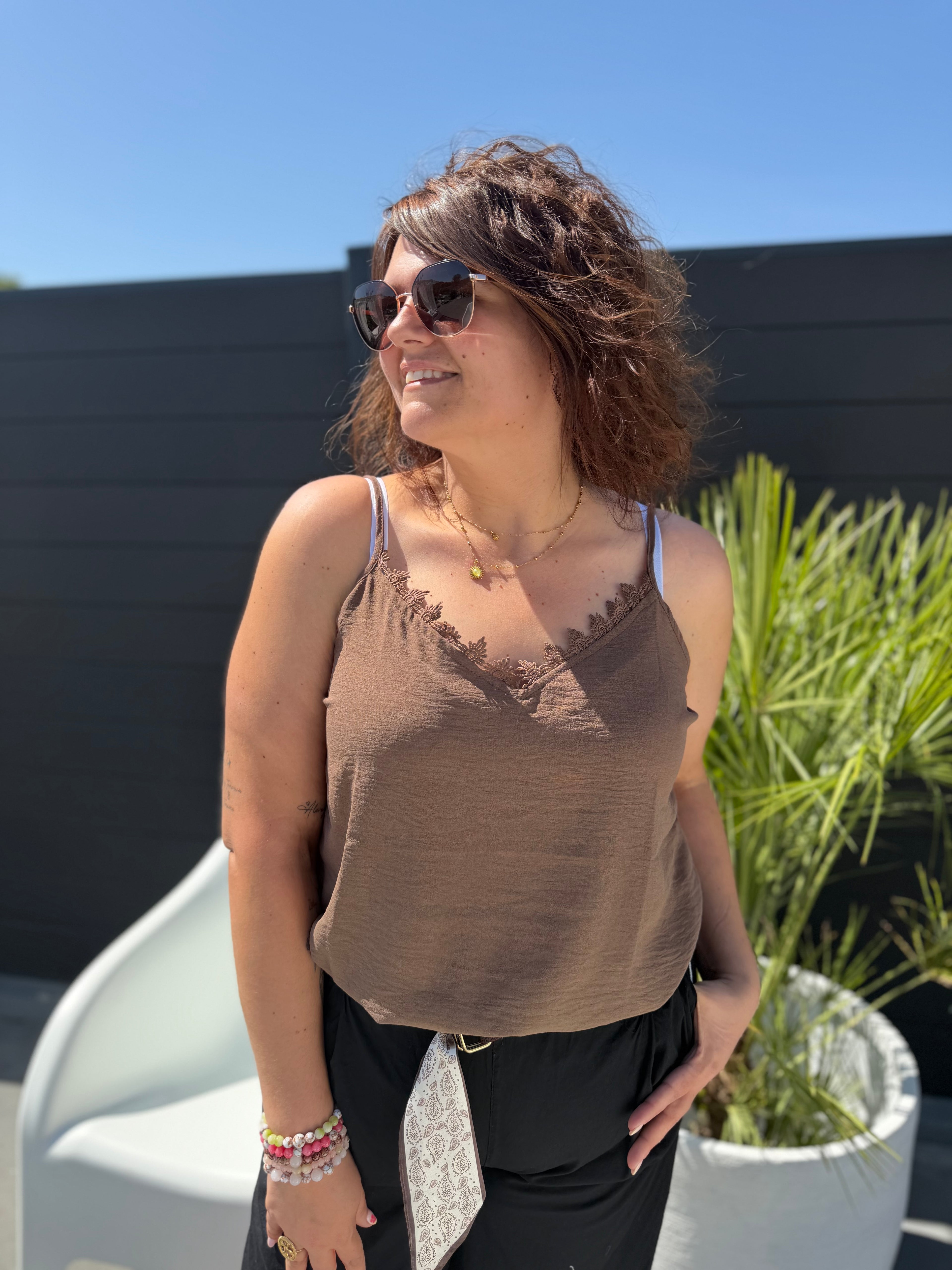 Top Zélia marron