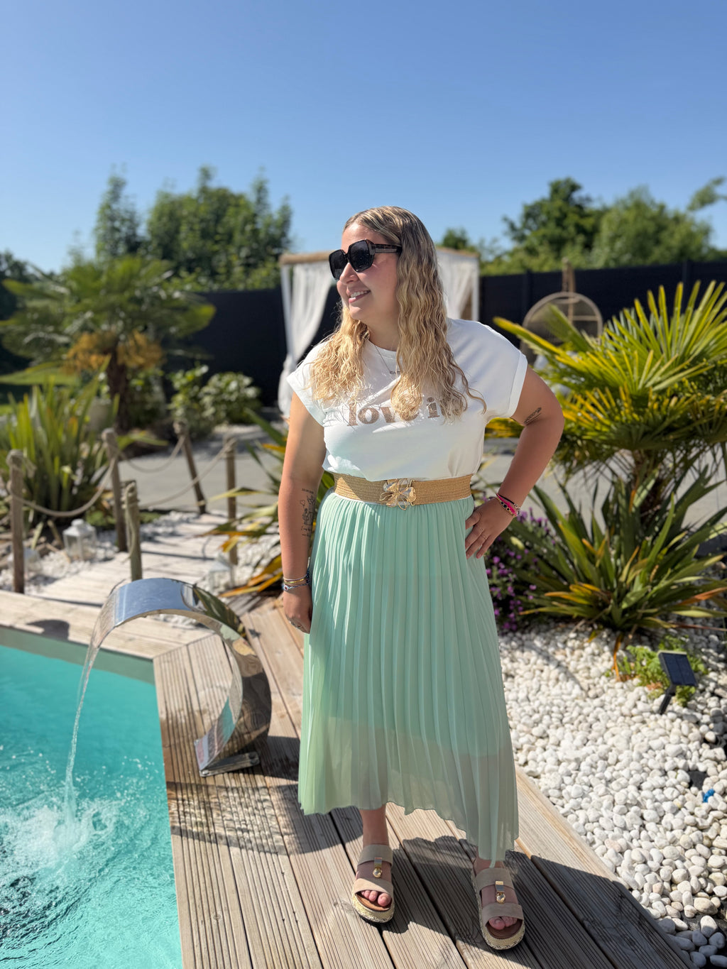 Jupe plissée Bella turquoise