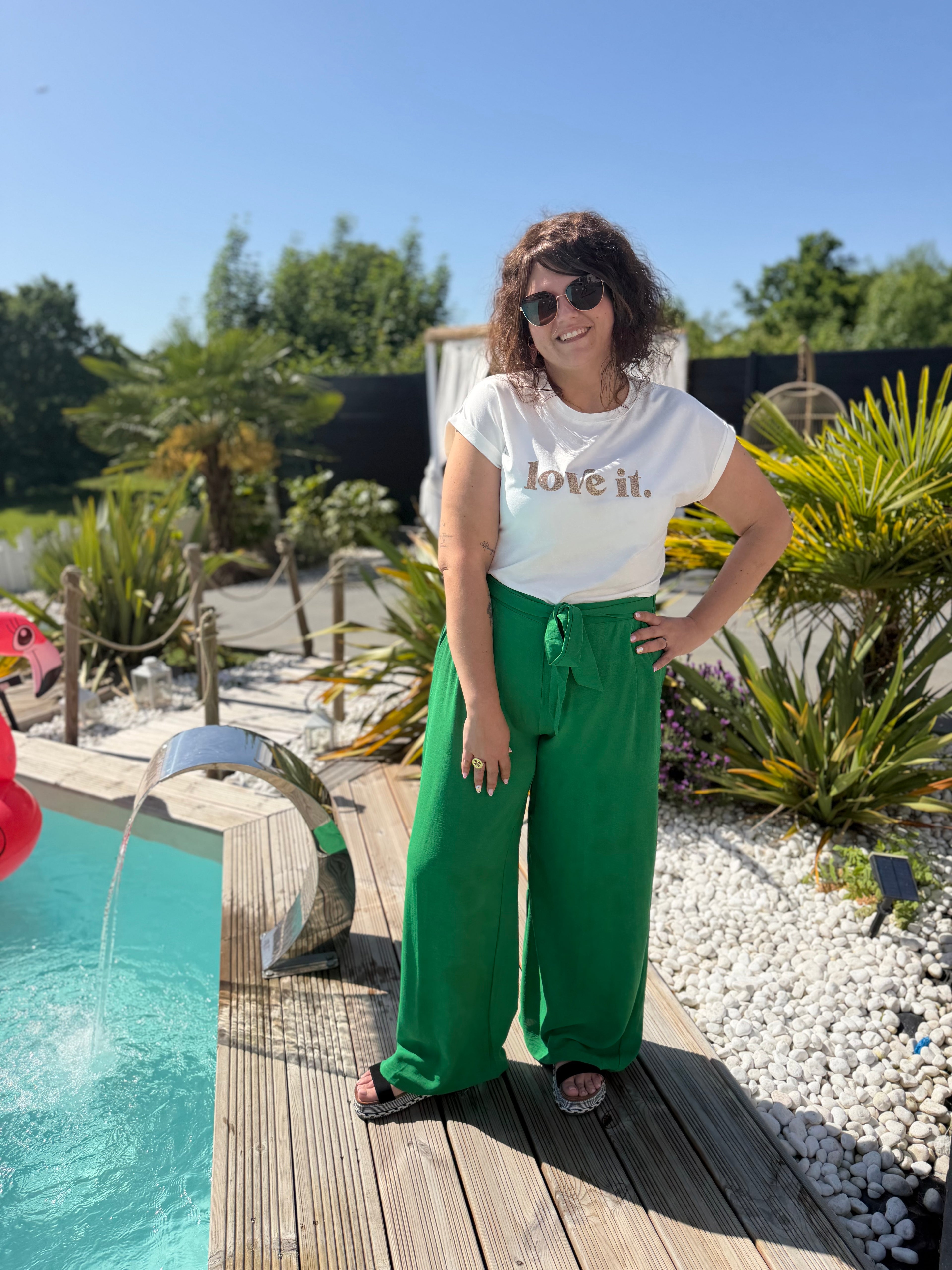 Pantalon fluide Tina vert