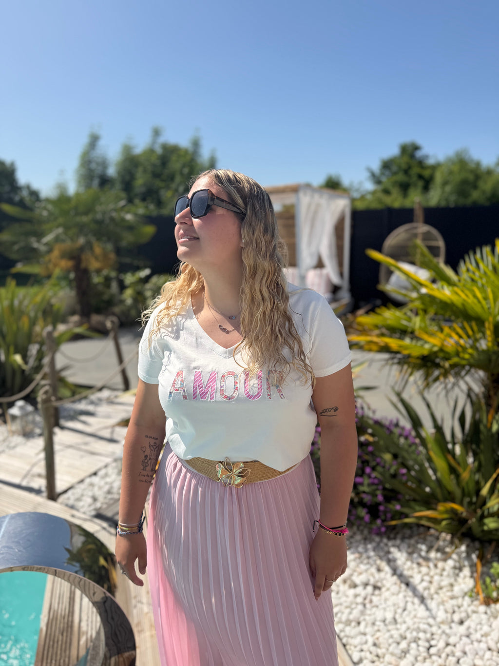 Jupe plissée Bella rose