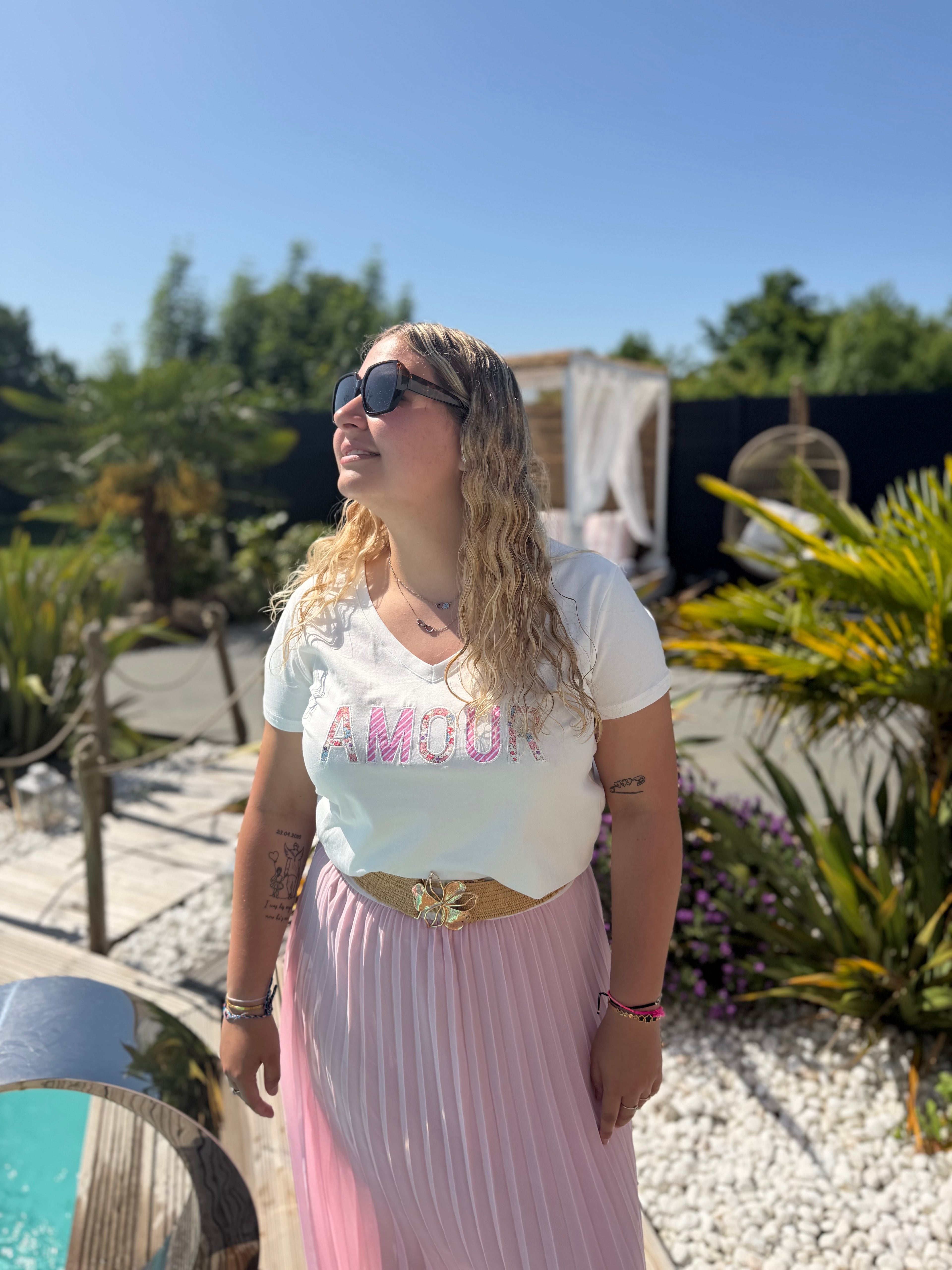 Jupe plissée Bella rose