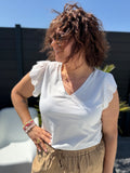 T-shirt col V Pola blanc