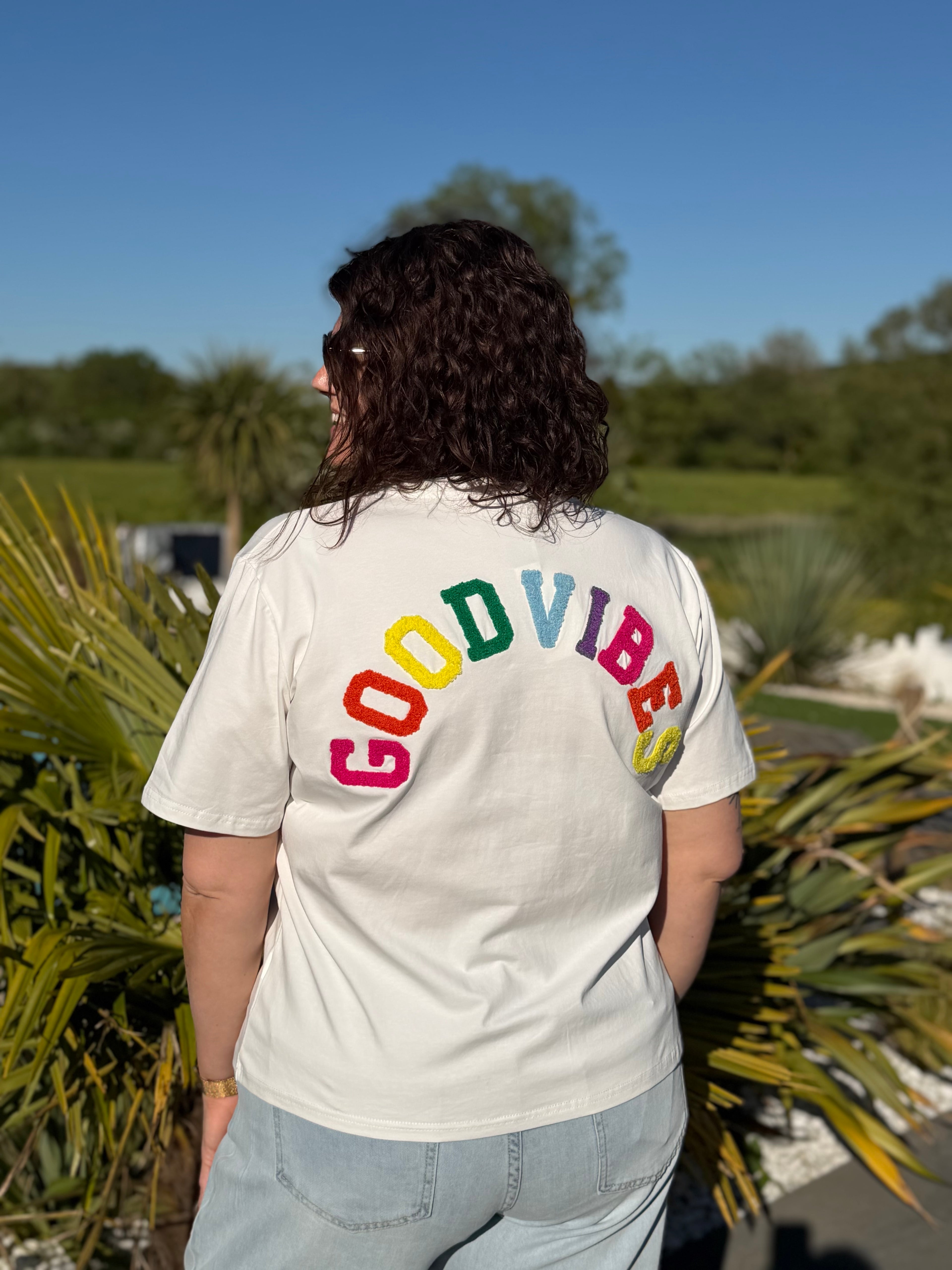 T-shirt good vibes blanc