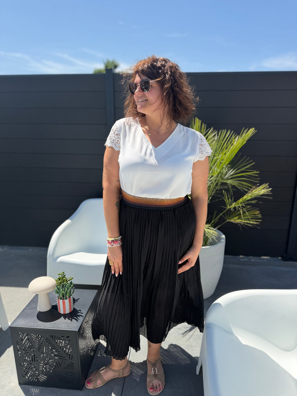 T-shirt col V Eden blanc