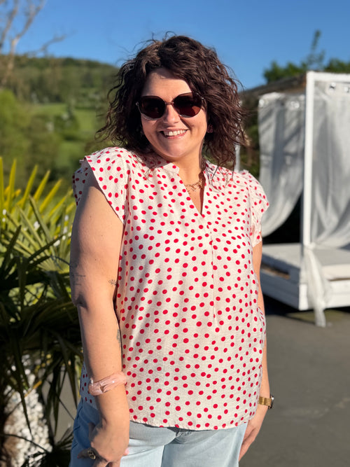 Blouse petits pois rouge