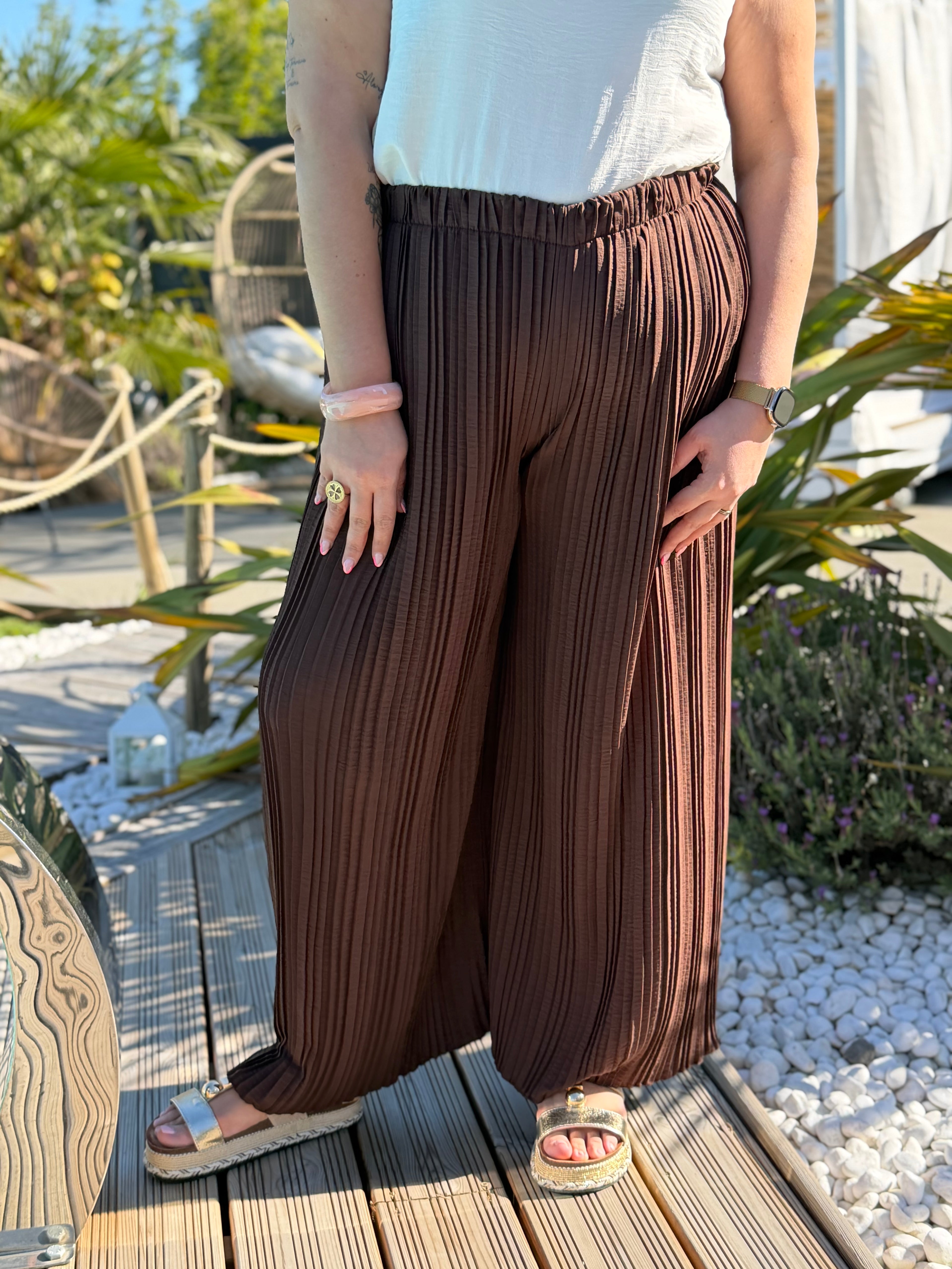 Pantalon plissé marron