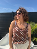 Top Zélia petits pois marron