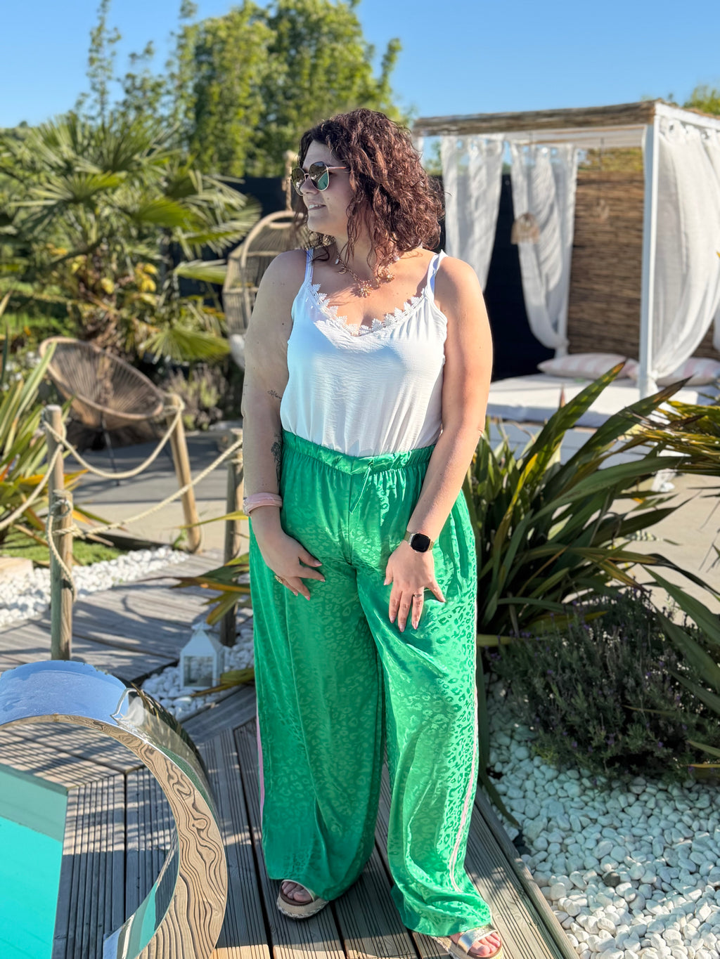 Pantalon léopard vert