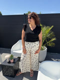 Pantalon blanc fluide petits pois
