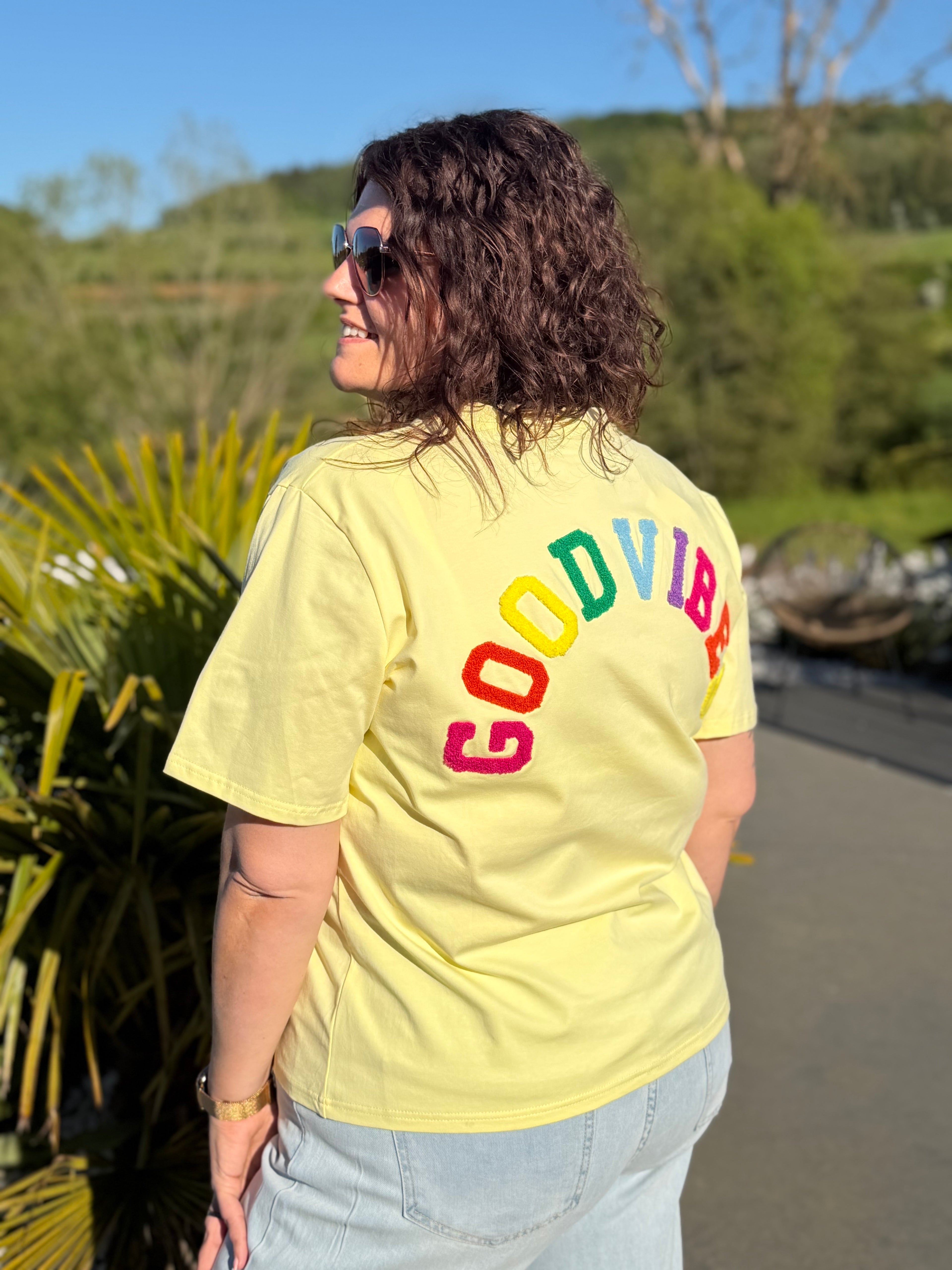T-shirt good vibes jaune