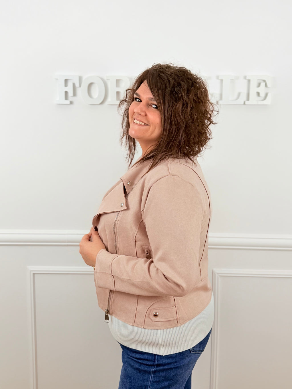 La veste Maya rose poudré