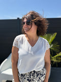 T-shirt col V Eden blanc
