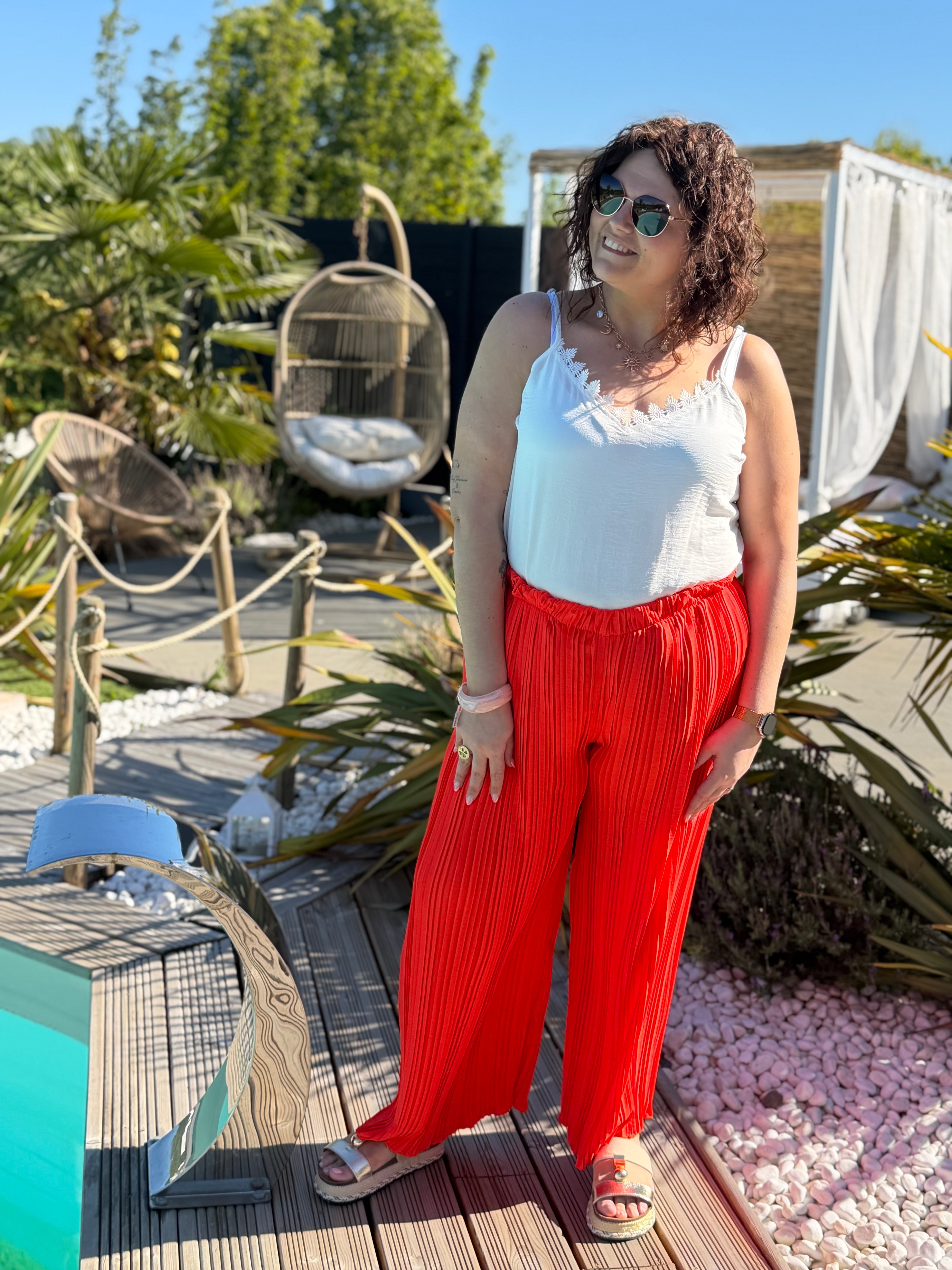 Pantalon plissé orange
