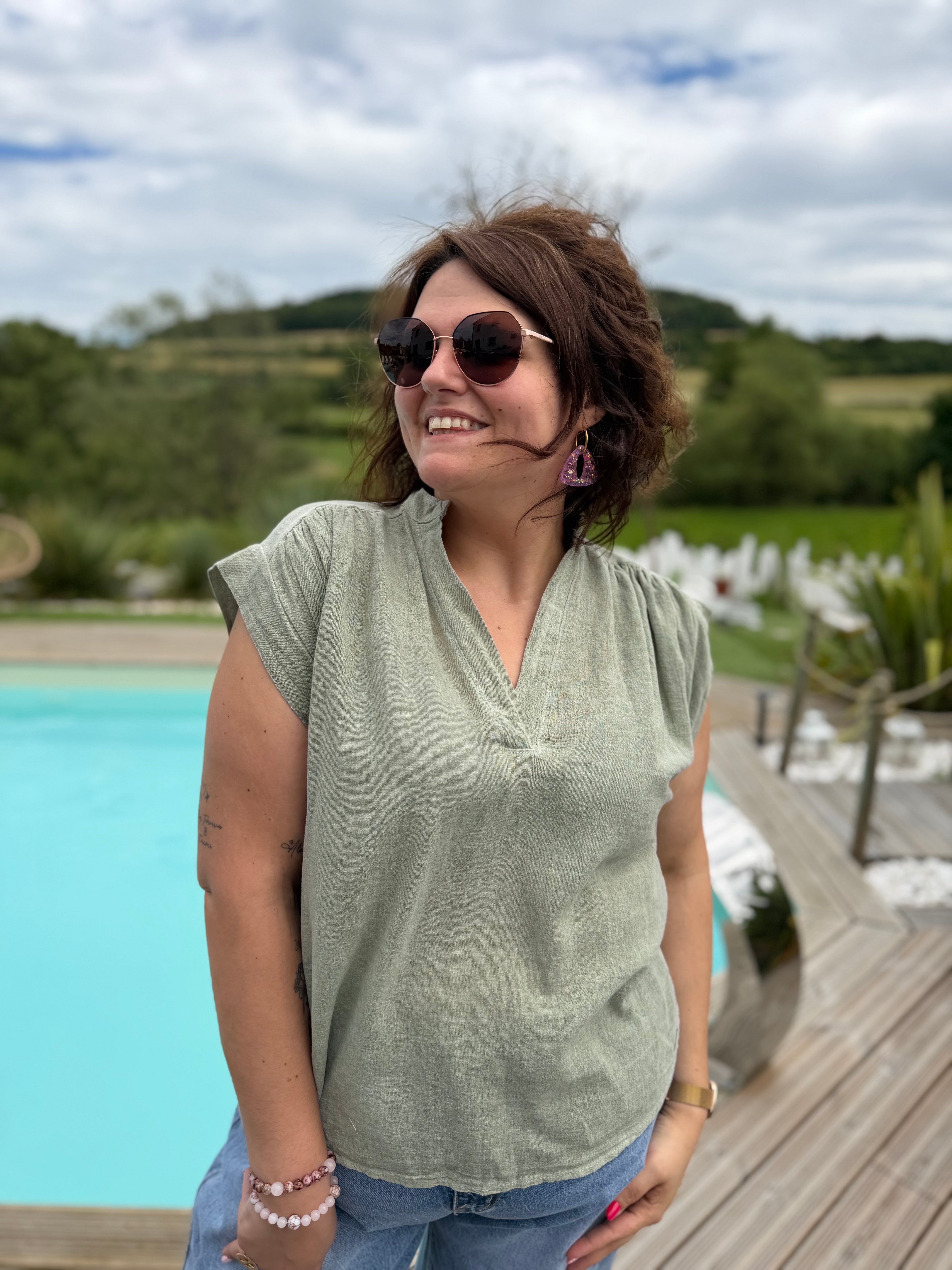 Blouse Éléa-Nore kaki