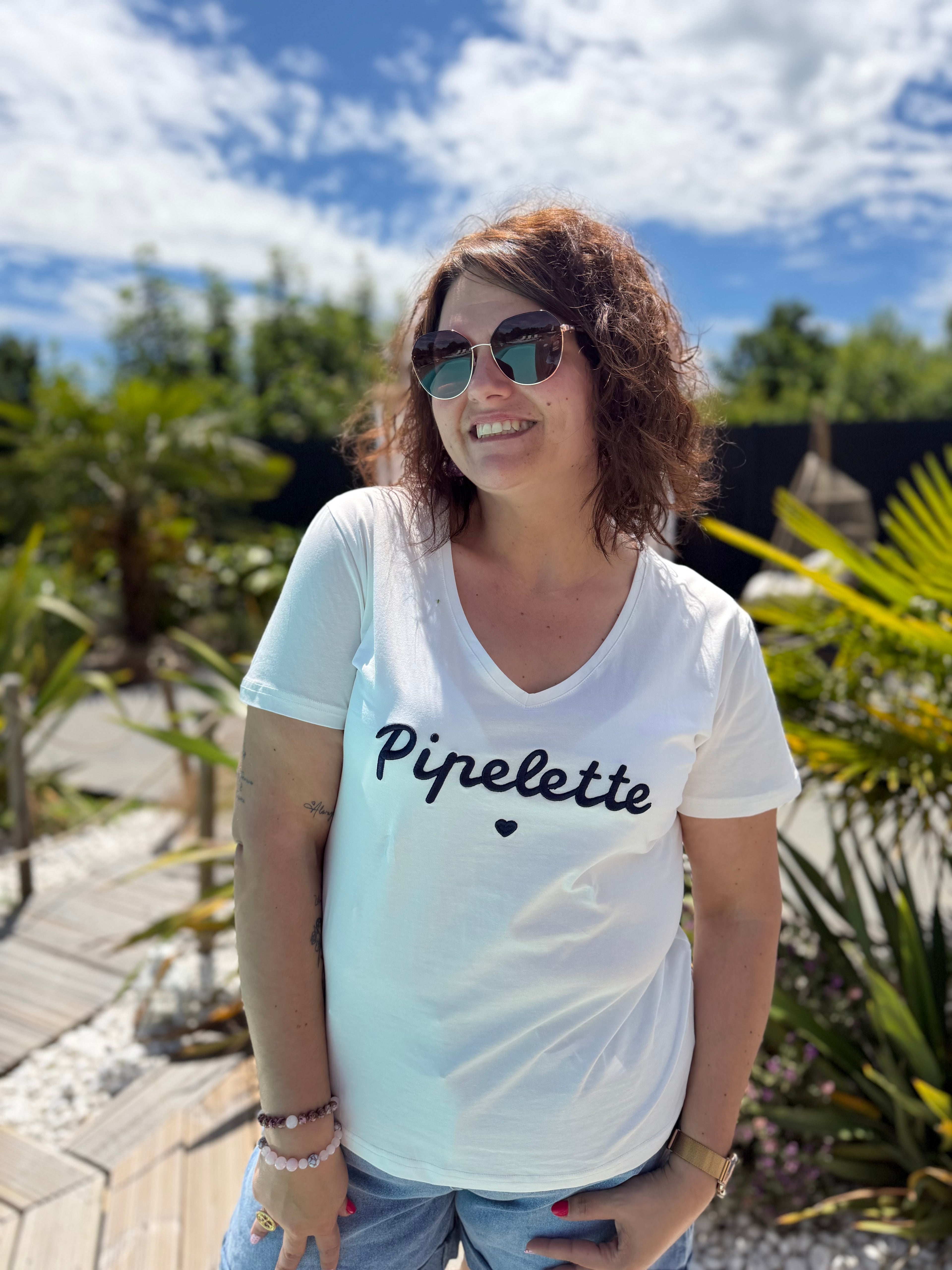 T-shirt pipelette bleu marine
